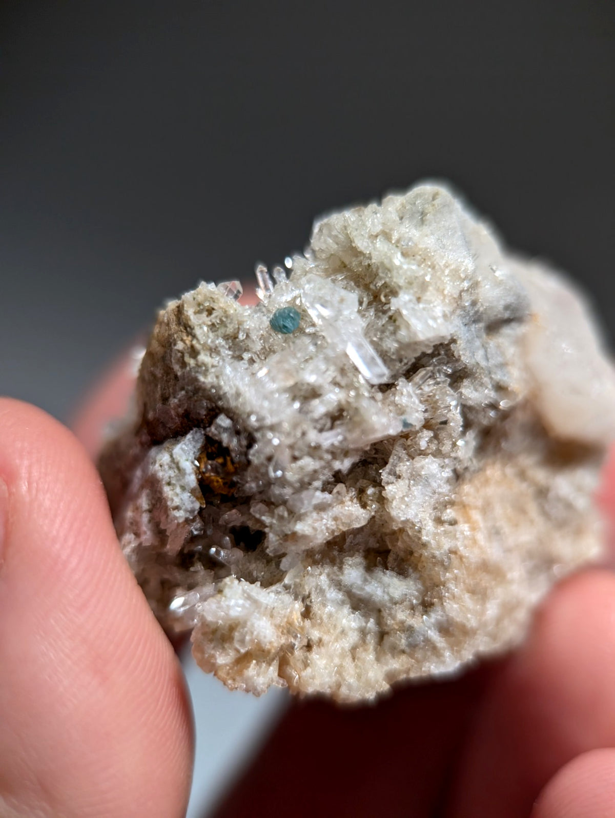 Blue-Green Cookeite on Solution Quartz, Saline County, Arkansas, Old Stock