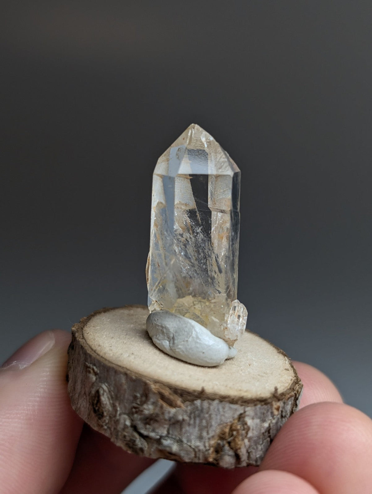 VERY Unique Quartz Point, Old Stock, Montgomery County, Arkansas, w/ wood base