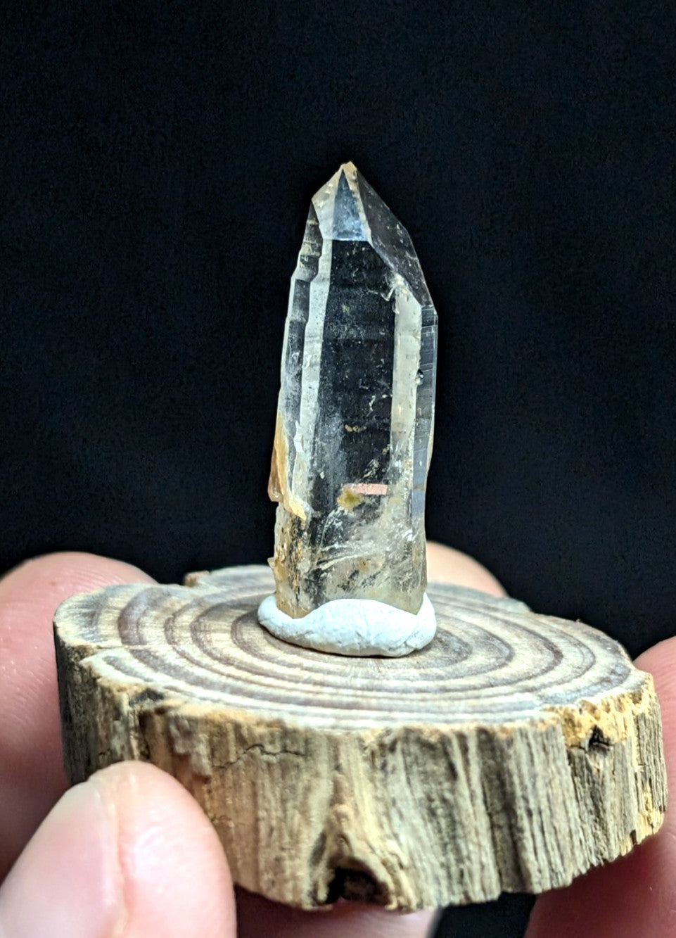 Phantom Quartz Crystal Point, Old Stock, Montgomery County, Arkansas, w/ base