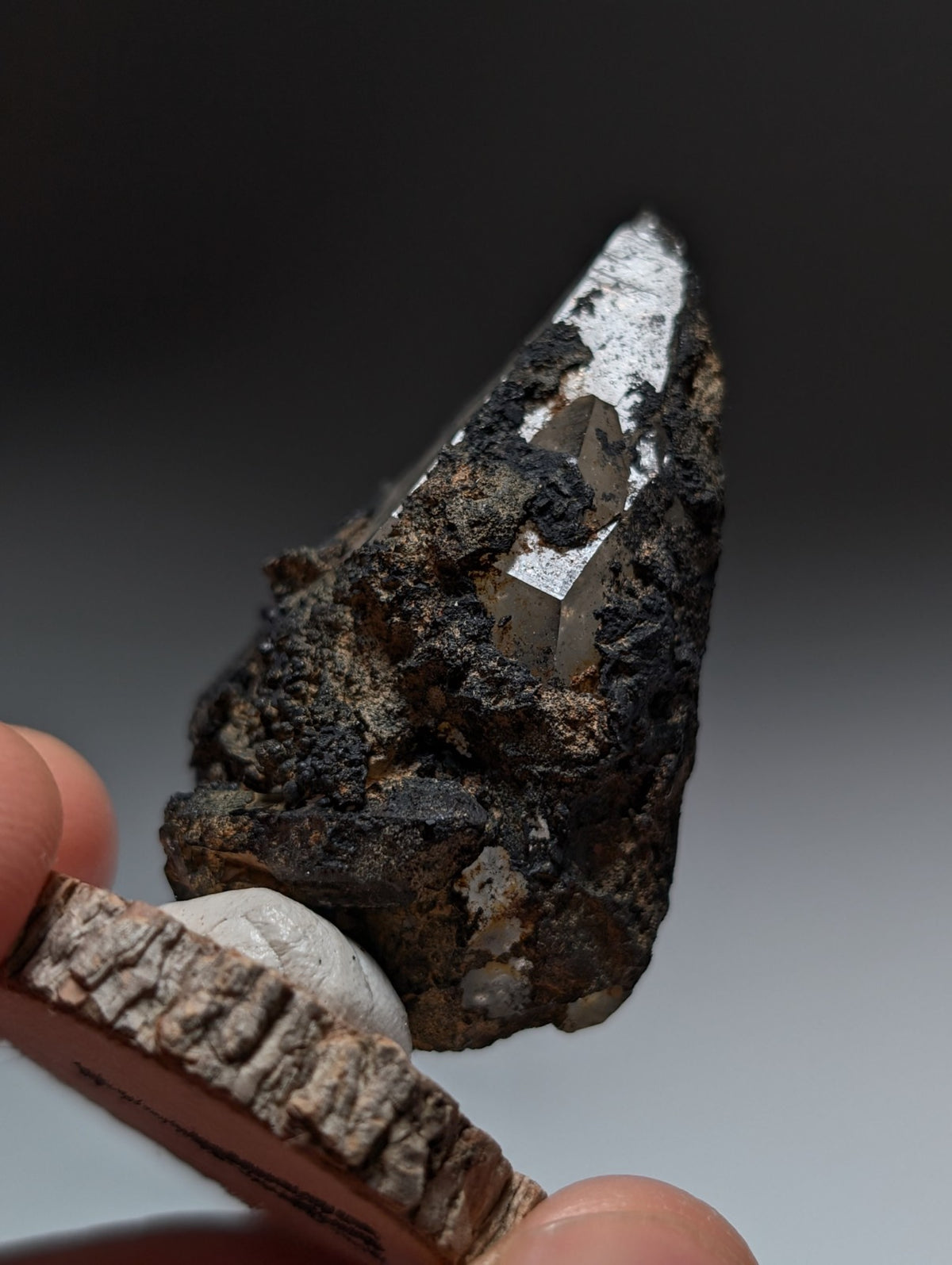 Unique Quartz Crystal with Manganese + Goethite, Montgomery County, Arkansas