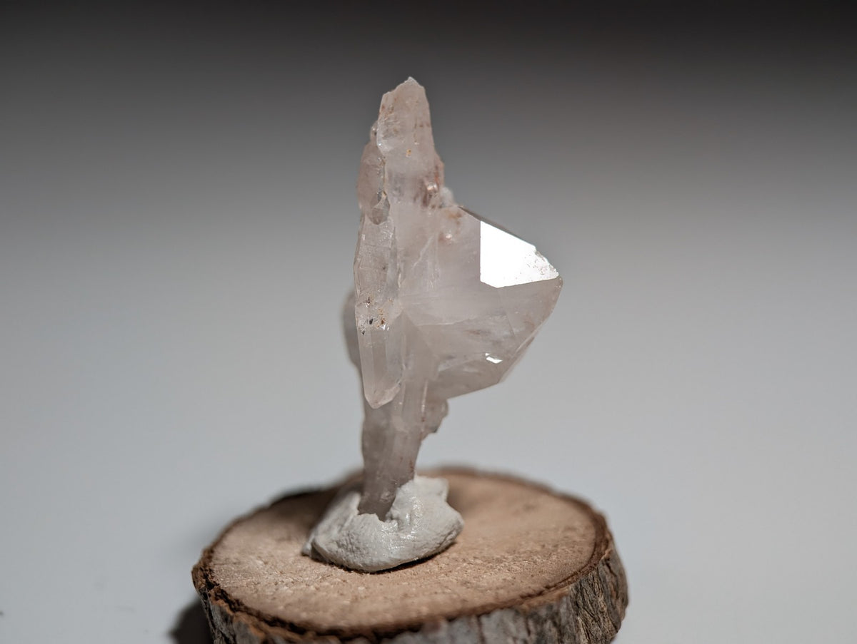 Faden Quartz, w/ Unique Growth, Montgomery County, Arkansas, + wood base
