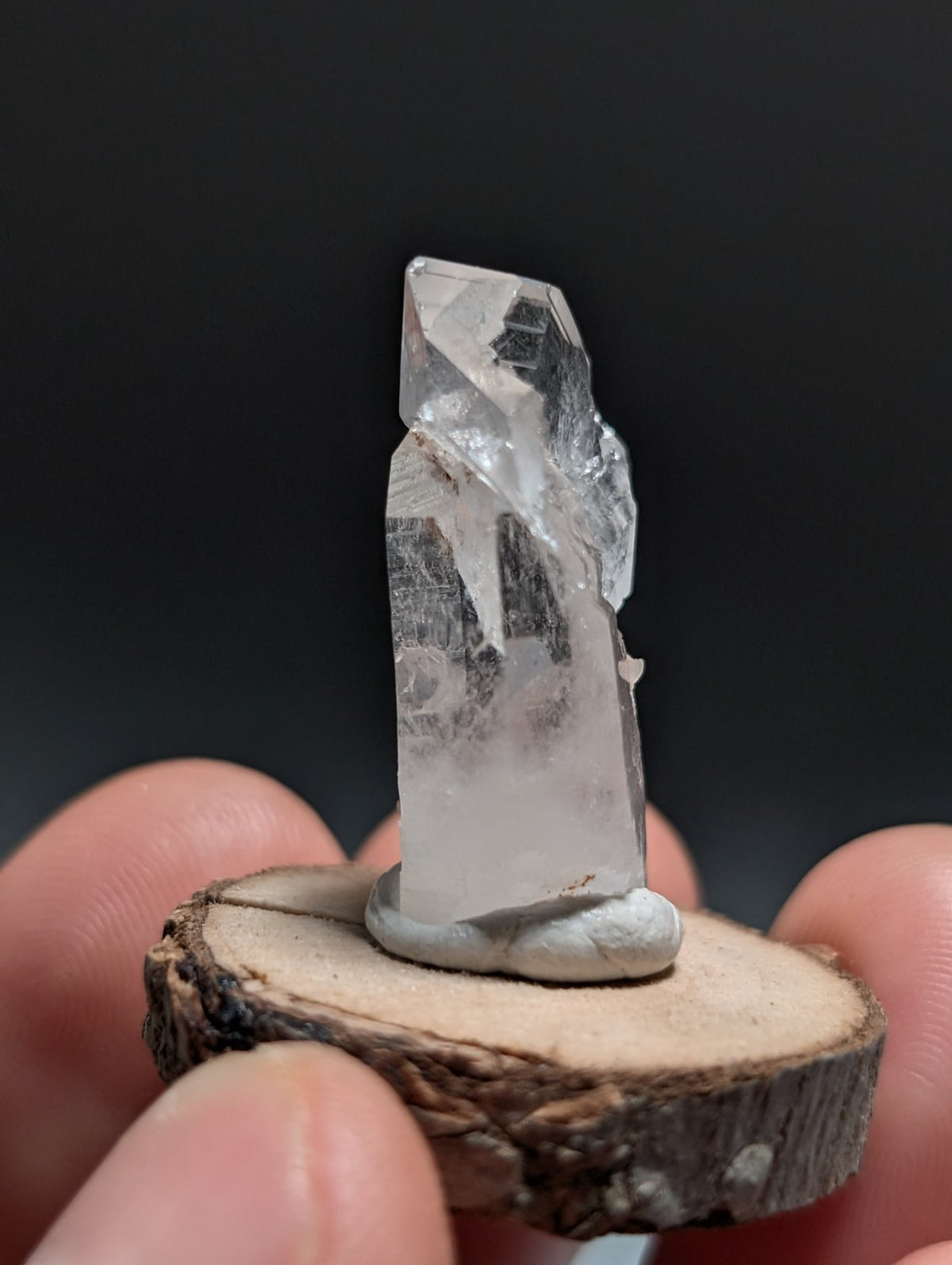 A+ Quartz Crystal Oddity, Montgomery County, Arkansas, w/ natural wood base