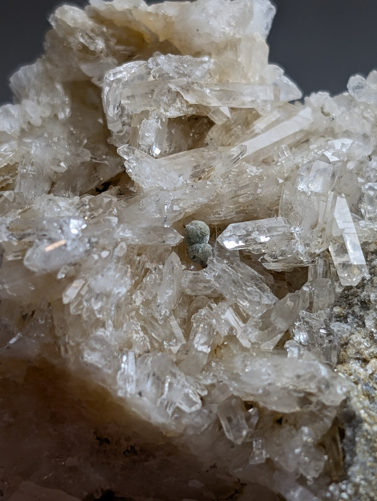 Blue-Green Cookeite on Quartz, Saline County, Arkansas, Old Stock, UV Reactive
