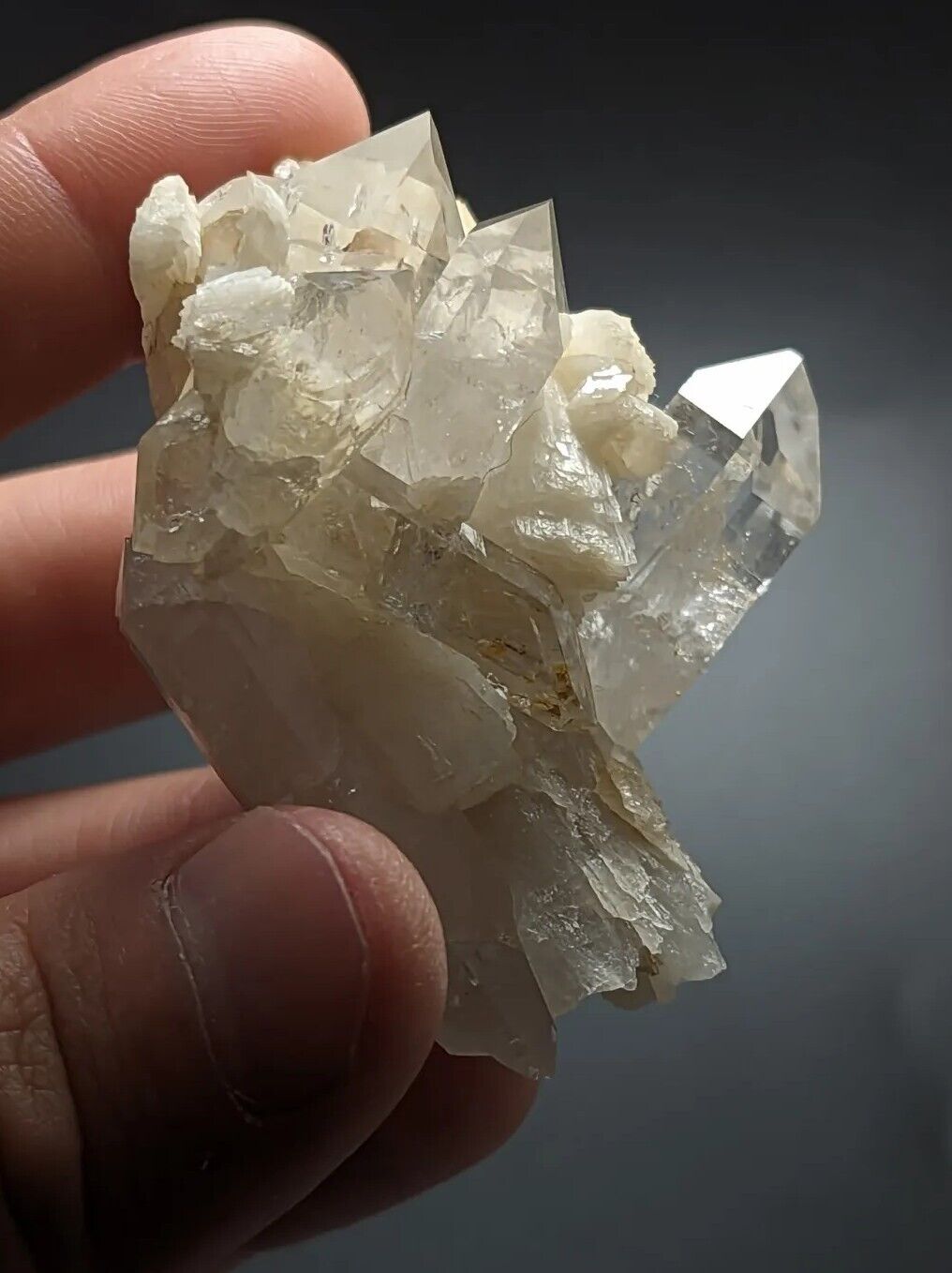 Adularia + Quartz Crystal Cluster from Garland County, Arkansas, Hamilton Hill