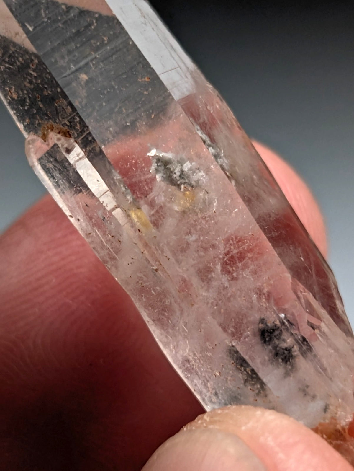 Nacrite + Manganese included Quartz Crystal Point, Arkansas, USA, Rare