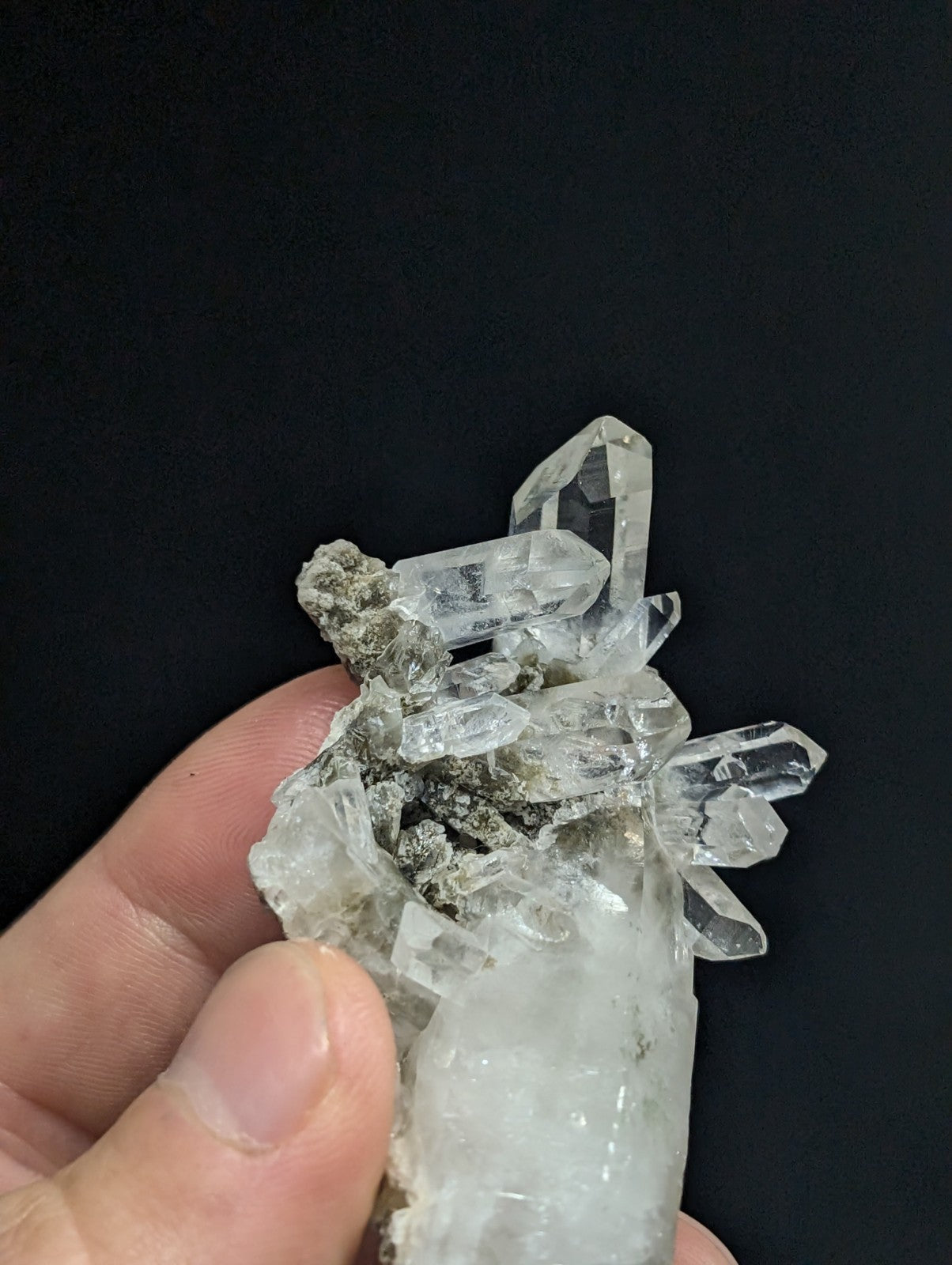 Chlorite Quartz Crystal Cluster, North of Willis Mine, Paron, Arkansas, A++