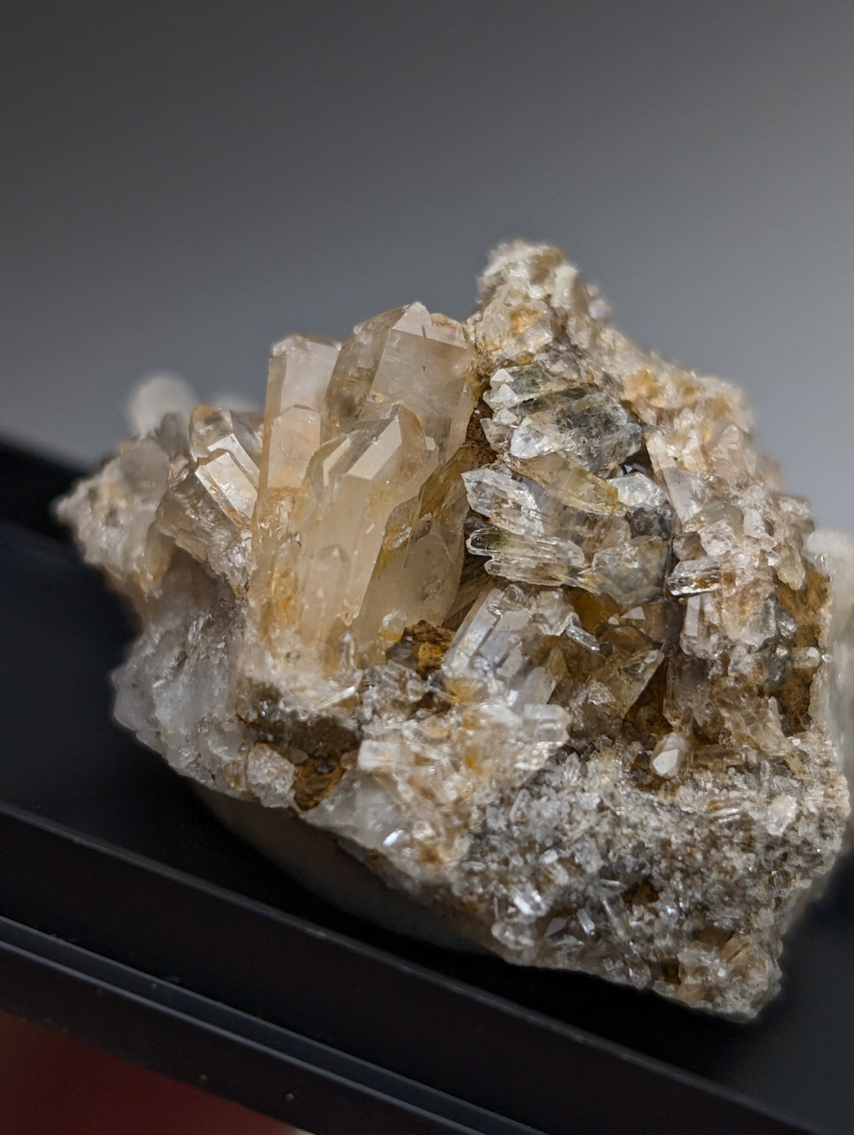 Quartz Crystal Cluster, w/ photo case/mount,  Saline County, Arkansas, Old Stock