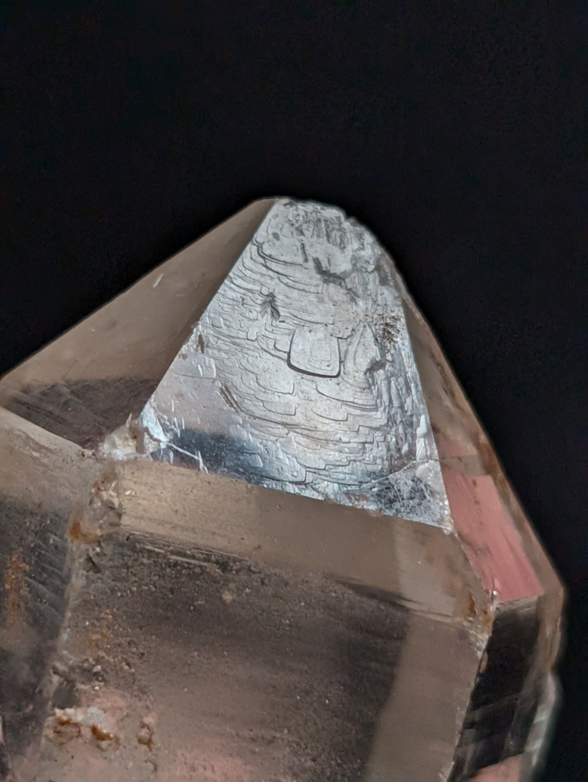 A+ Nacrite Phantom Quartz, Old Stock, Montgomery County, Arkansas, w/ wood base