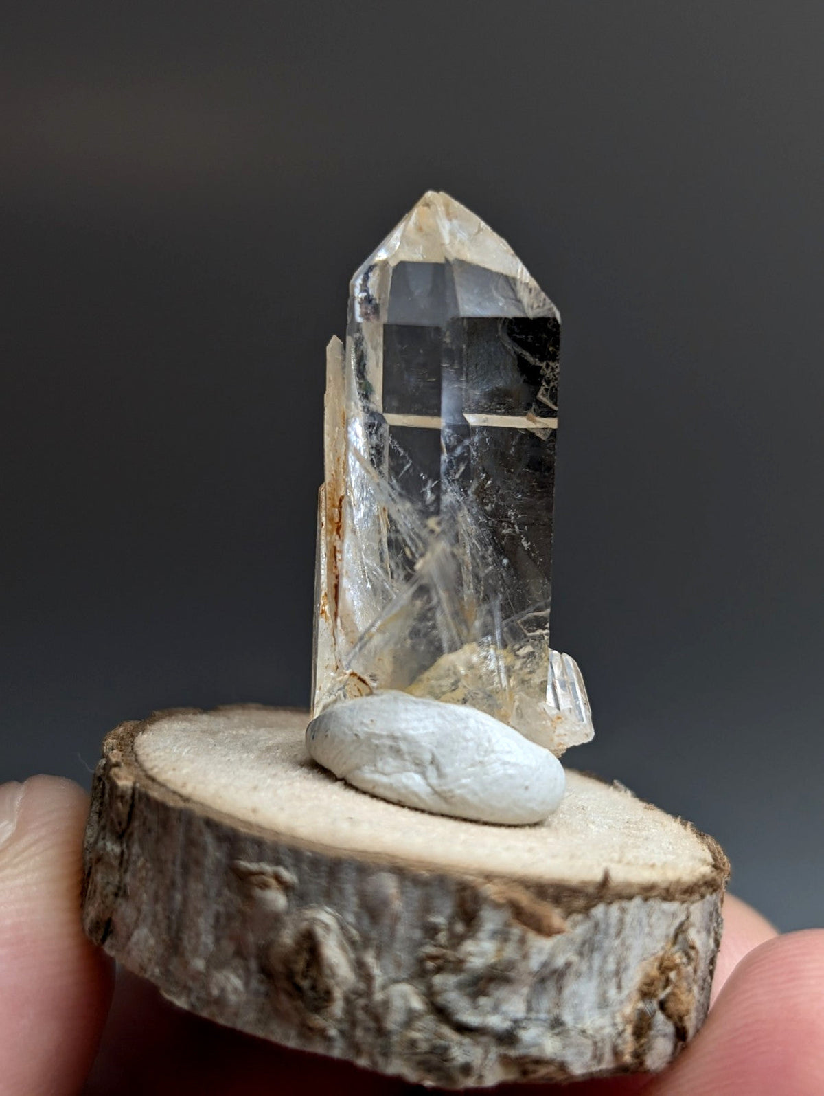VERY Unique Quartz Point, Old Stock, Montgomery County, Arkansas, w/ wood base