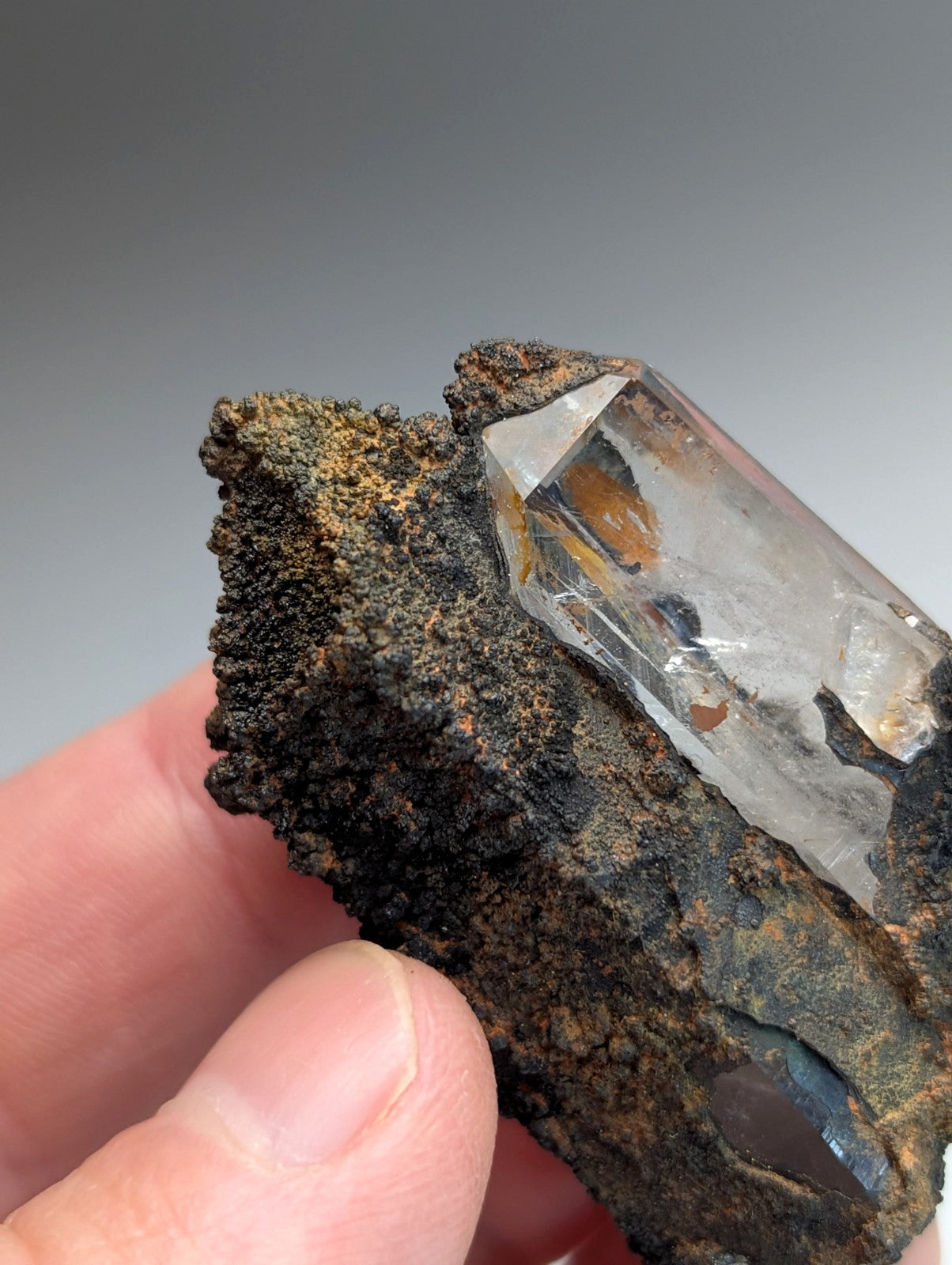 VERY Unique Goethite-capped Quartz Crystal, Montgomery County, Arkansas, USA