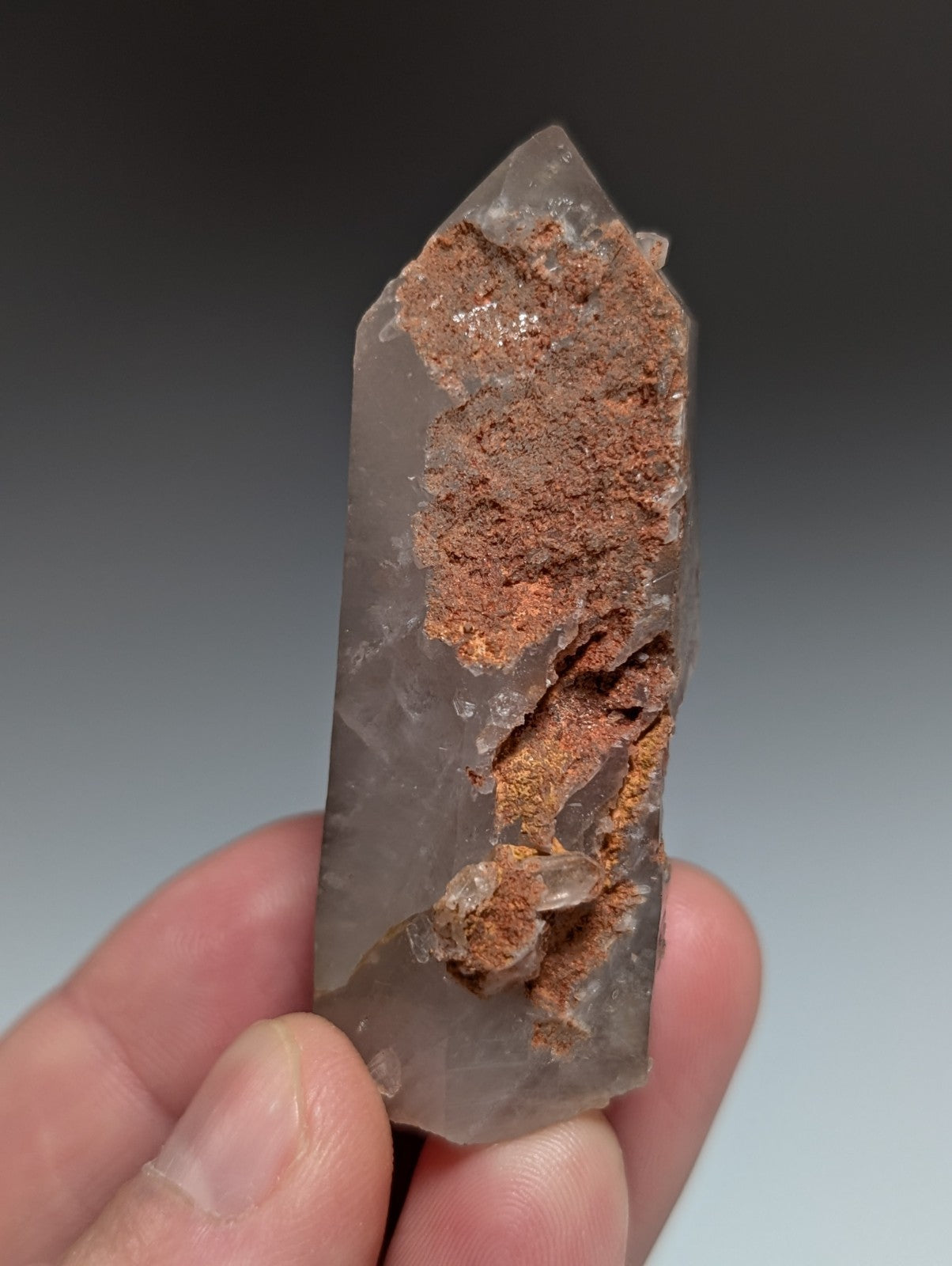 Smoky Growth Interference Quartz Crystal Point, Montgomery County, Arkansas