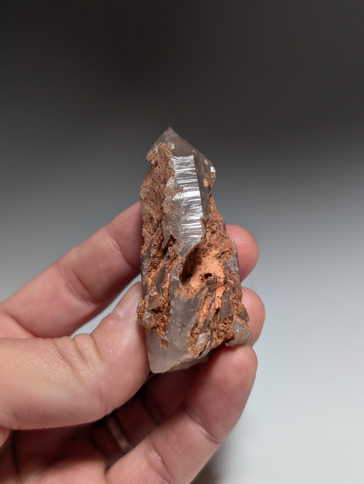 Smoky Growth Interference Quartz Crystal Point, Montgomery County, Arkansas