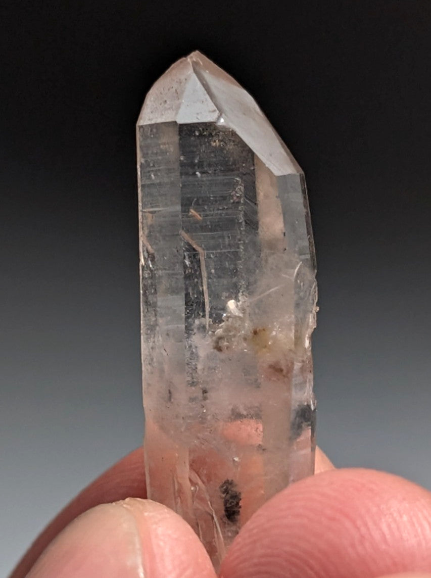 Nacrite + Manganese included Quartz Crystal Point, Arkansas, USA, Rare