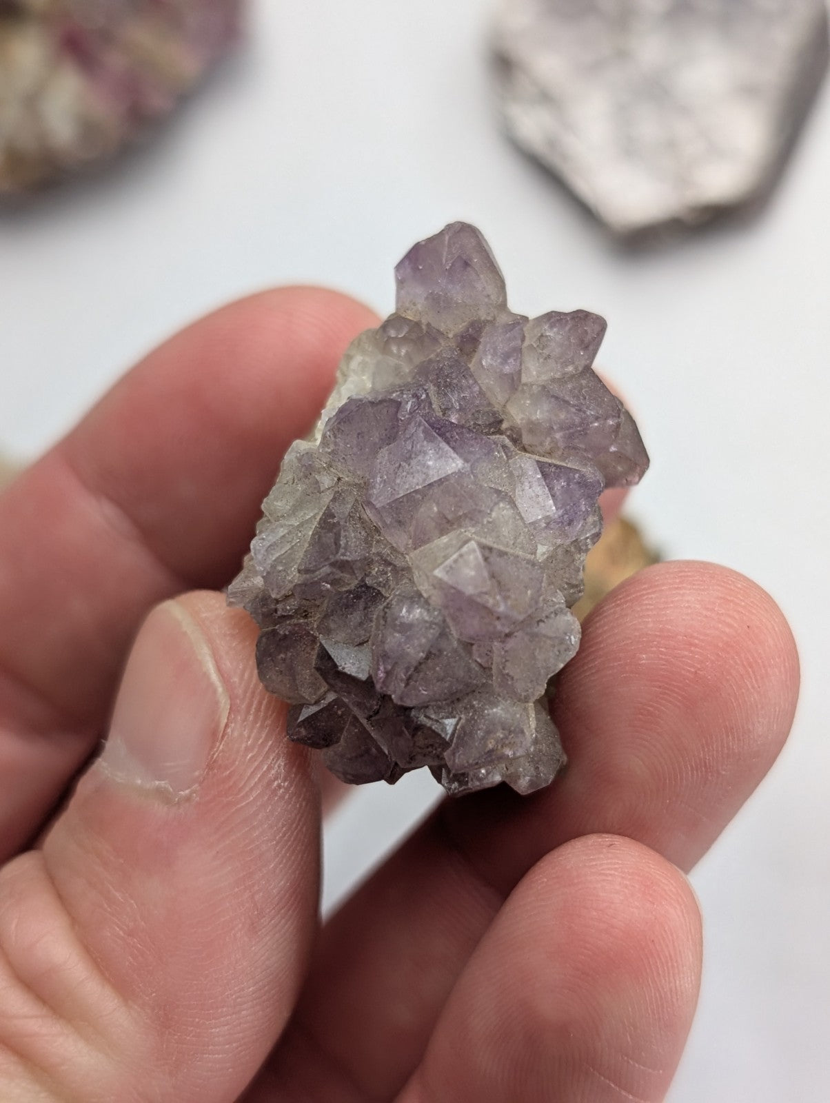 Amethyst, Tourmaline, Apatite, Pyrophyllite, Lepidolite, Flat of 9 OOAK Minerals