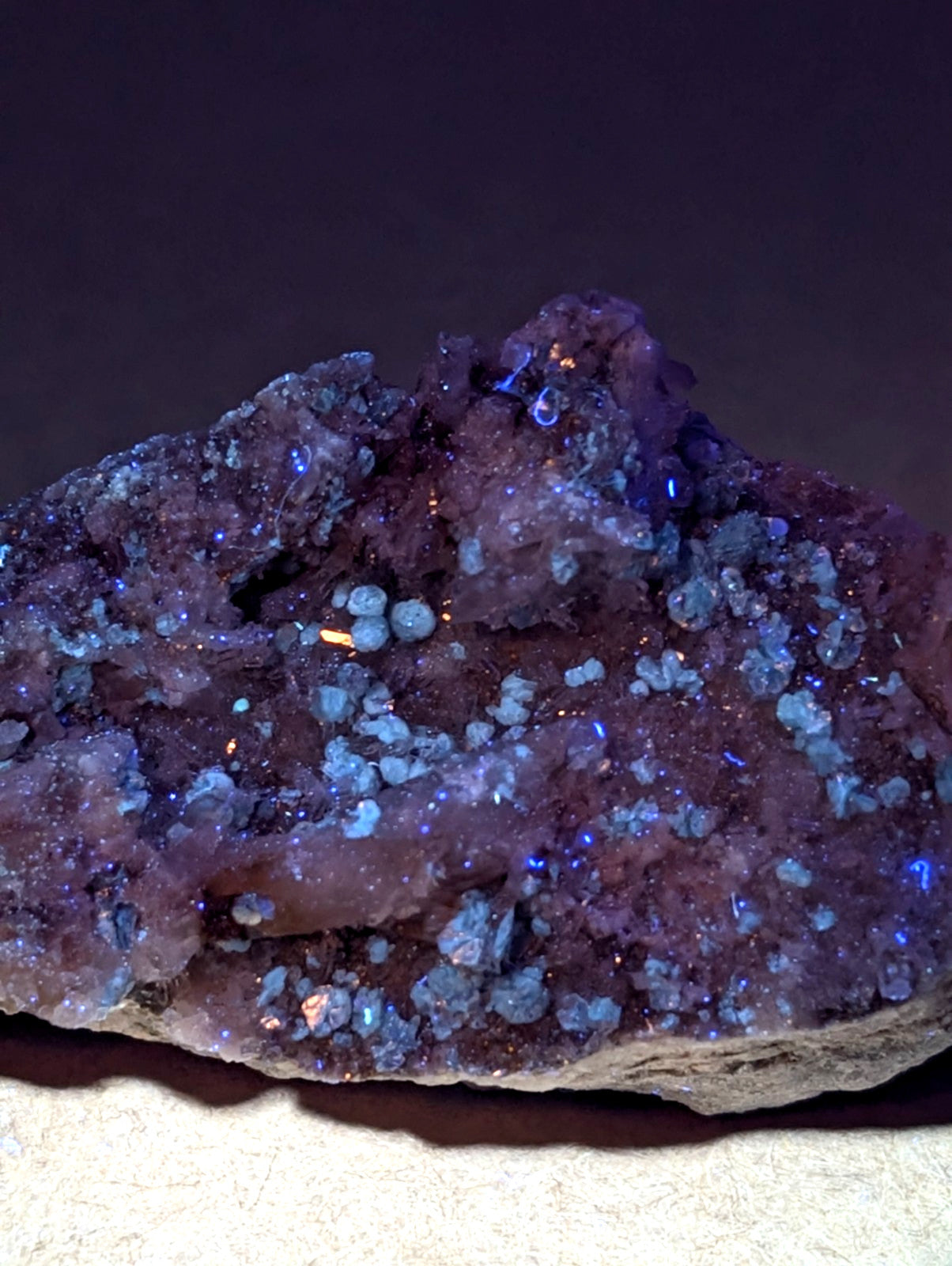 Blue-Green Cookeite on Quartz, Saline County, Arkansas, Old Stock, UV Reactive