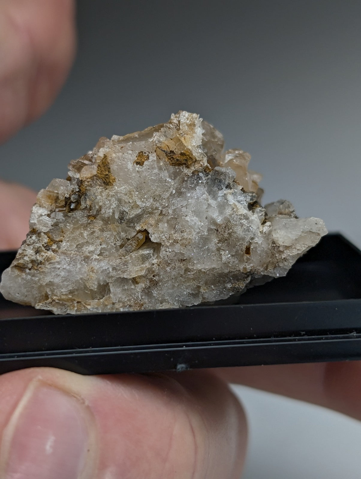 Quartz Crystal Cluster, w/ photo case/mount,  Saline County, Arkansas, Old Stock
