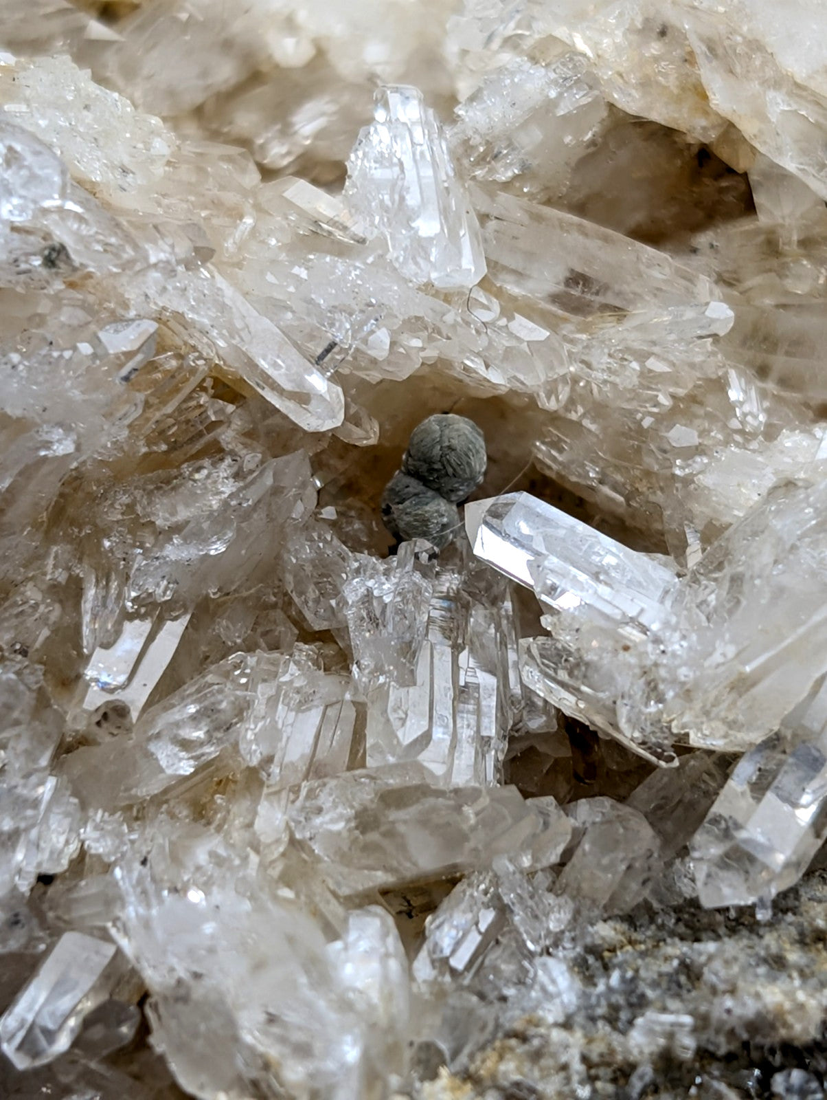 Blue-Green Cookeite on Quartz, Saline County, Arkansas, Old Stock, UV Reactive