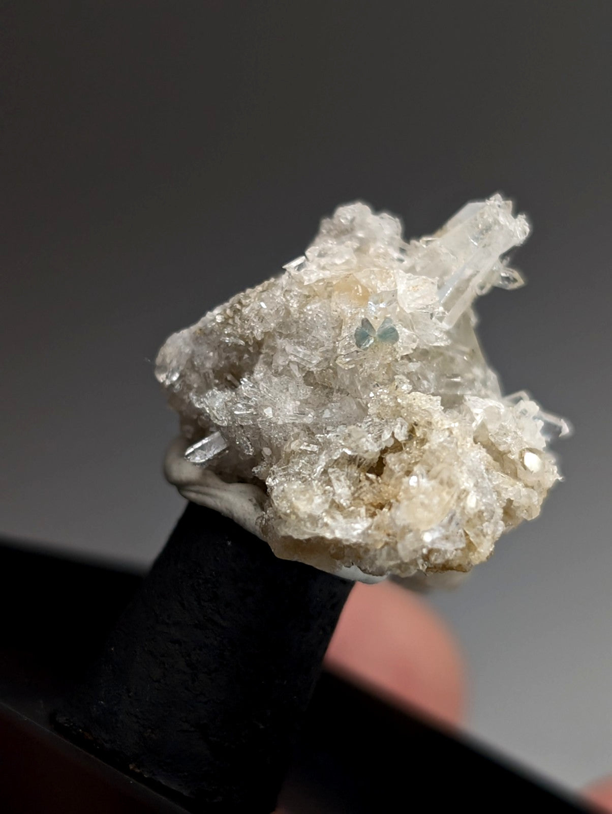 Blue-Green Cookeite on Solution Quartz, Saline County, Arkansas, Old Stock