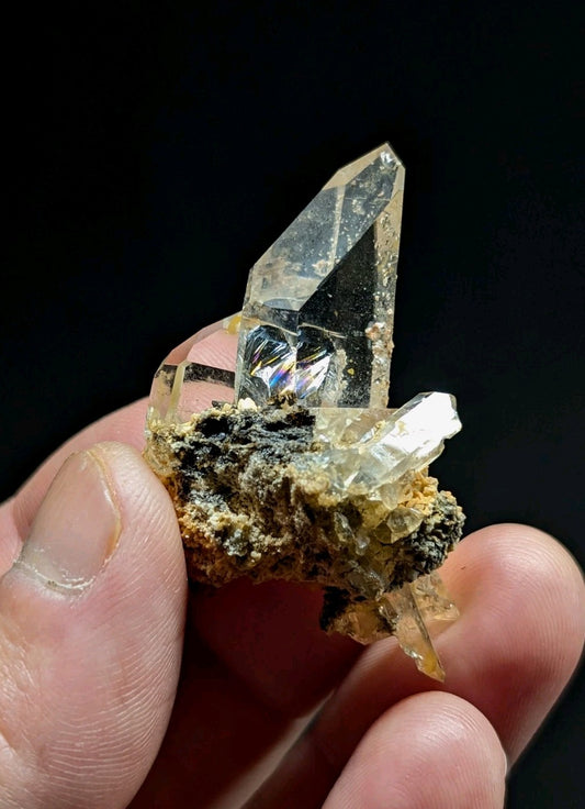 Optical Quartz Crystal Cluster, Garland County, Arkansas, USA, Rainbow inclusion