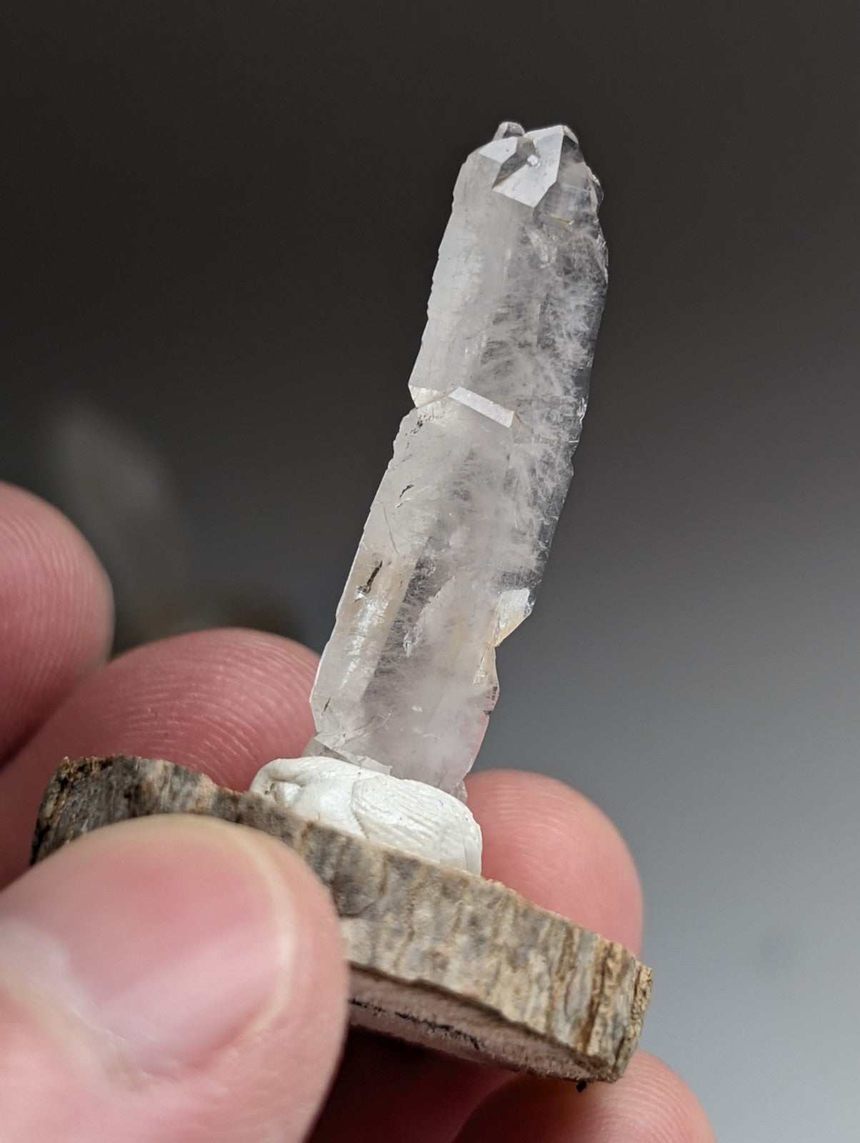 Set of 3 Unique Quartz, Old Stock, Montgomery County, Arkansas, w/ wood bases