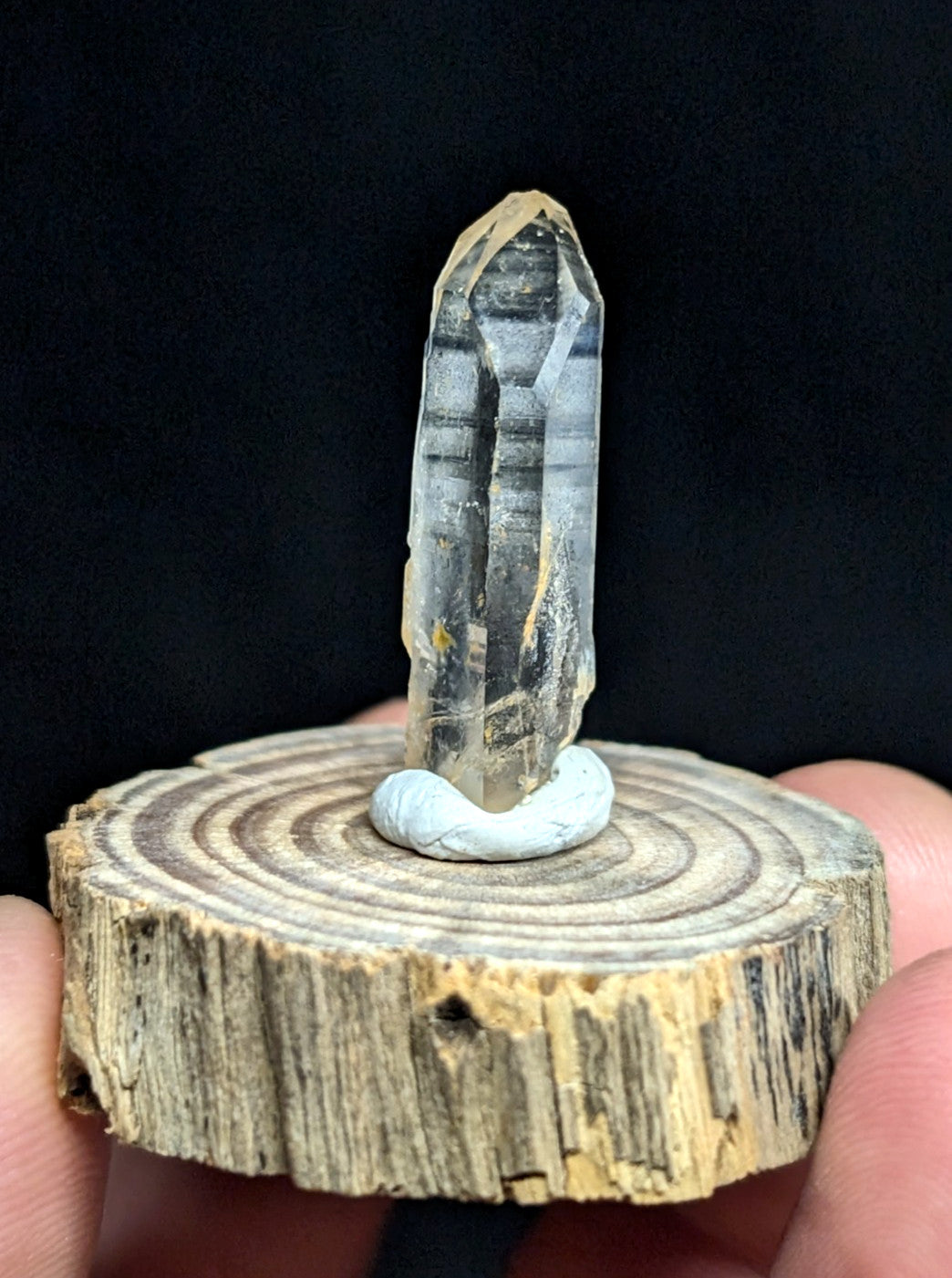 Phantom Quartz Crystal Point, Old Stock, Montgomery County, Arkansas, w/ base