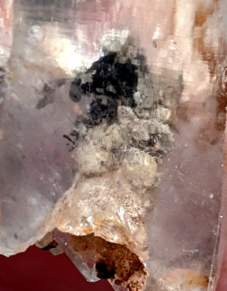 AMAZING Nacrite + Manganese included Quartz Crystal Point, Arkansas, Double Term
