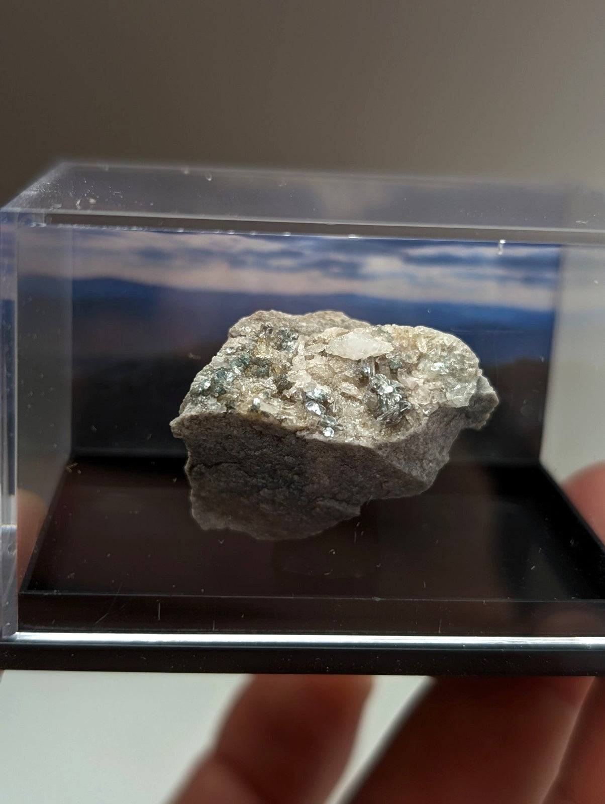 Blue-Green Cookeite on Quartz, Saline County, Arkansas, Old Stock, UV Reactive