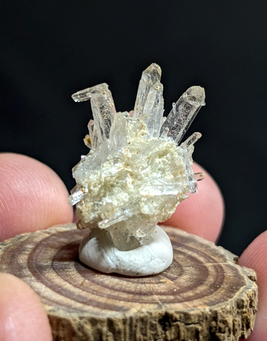 Solution Quartz Crystal Cluster, Old Stock, Jeffrey Quarry, Arkansas, w/ base