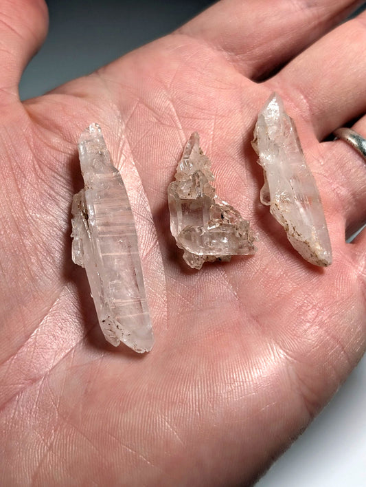 Set of 3 Arkansas Quartz Crystals (Fadens, etc) Montgomery County, Unique & OOAK