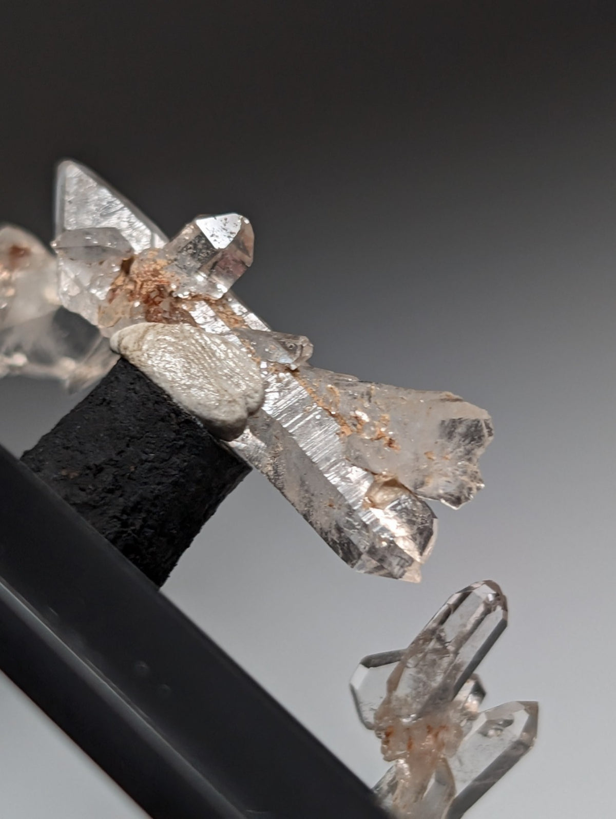 Set of 3 Faden Quartz Crystals, w/ photo case/mount, Montgomery County, Arkansas