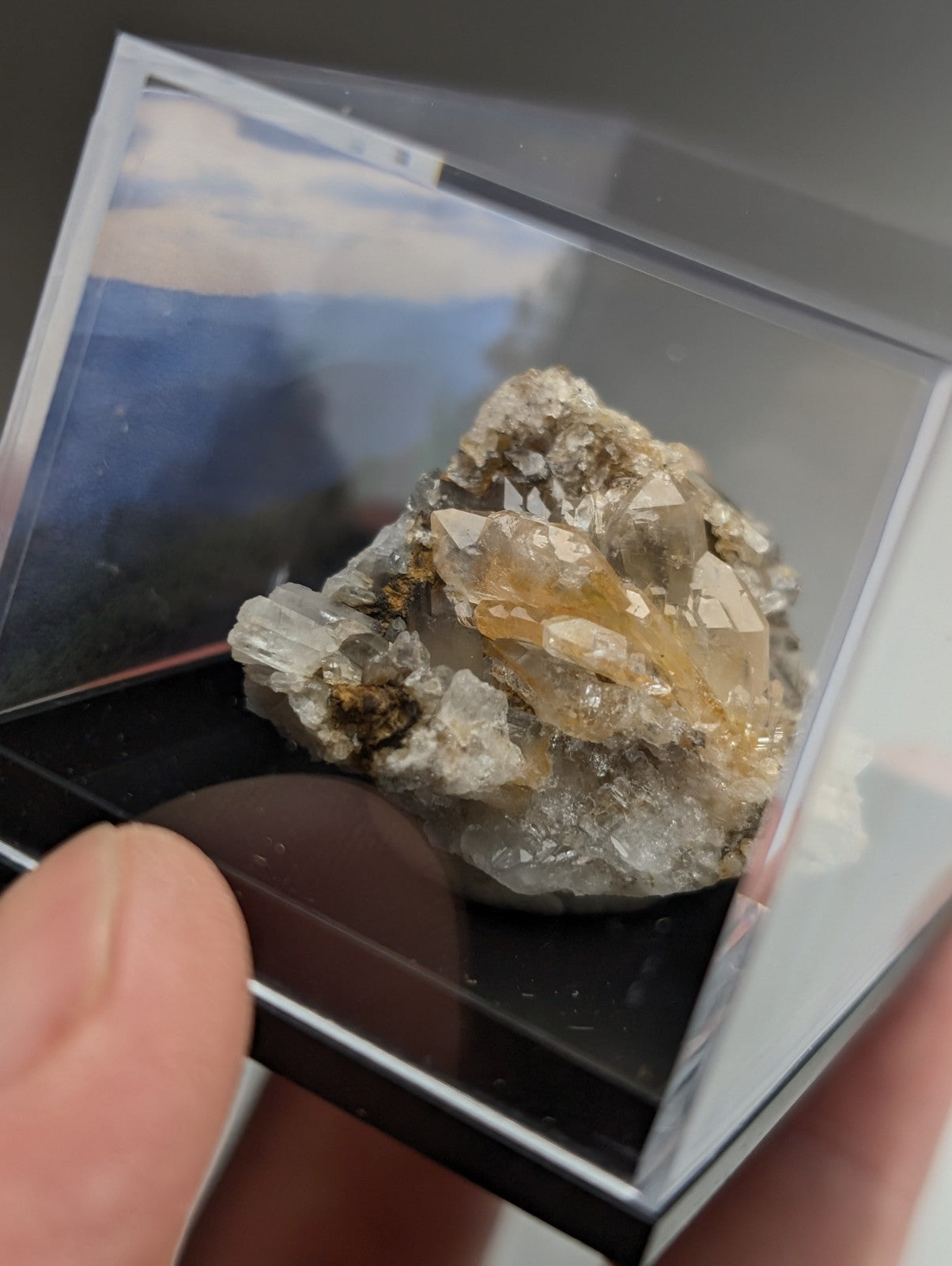 Quartz Crystal Cluster, w/ photo case/mount,  Saline County, Arkansas, Old Stock