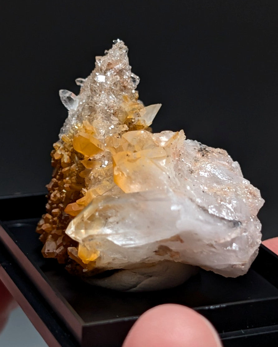 Pyramid Quartz Crystal Cluster, w/ photo case/mount, Montgomery County, Arkansas