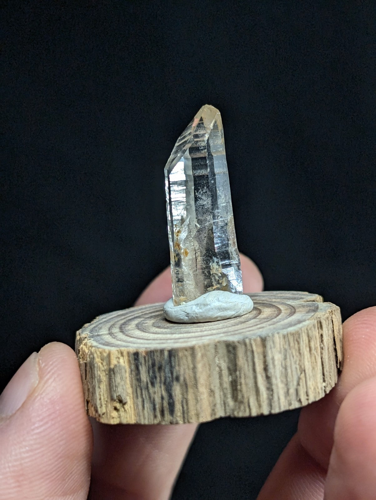 Phantom Quartz Crystal Point, Old Stock, Montgomery County, Arkansas, w/ base