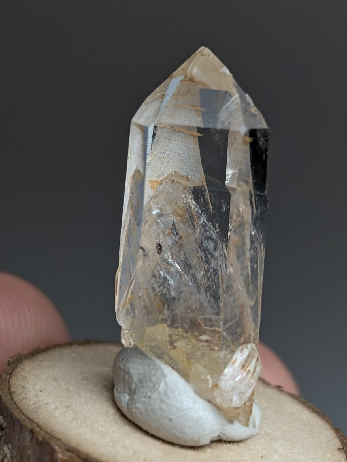 VERY Unique Quartz Point, Old Stock, Montgomery County, Arkansas, w/ wood base