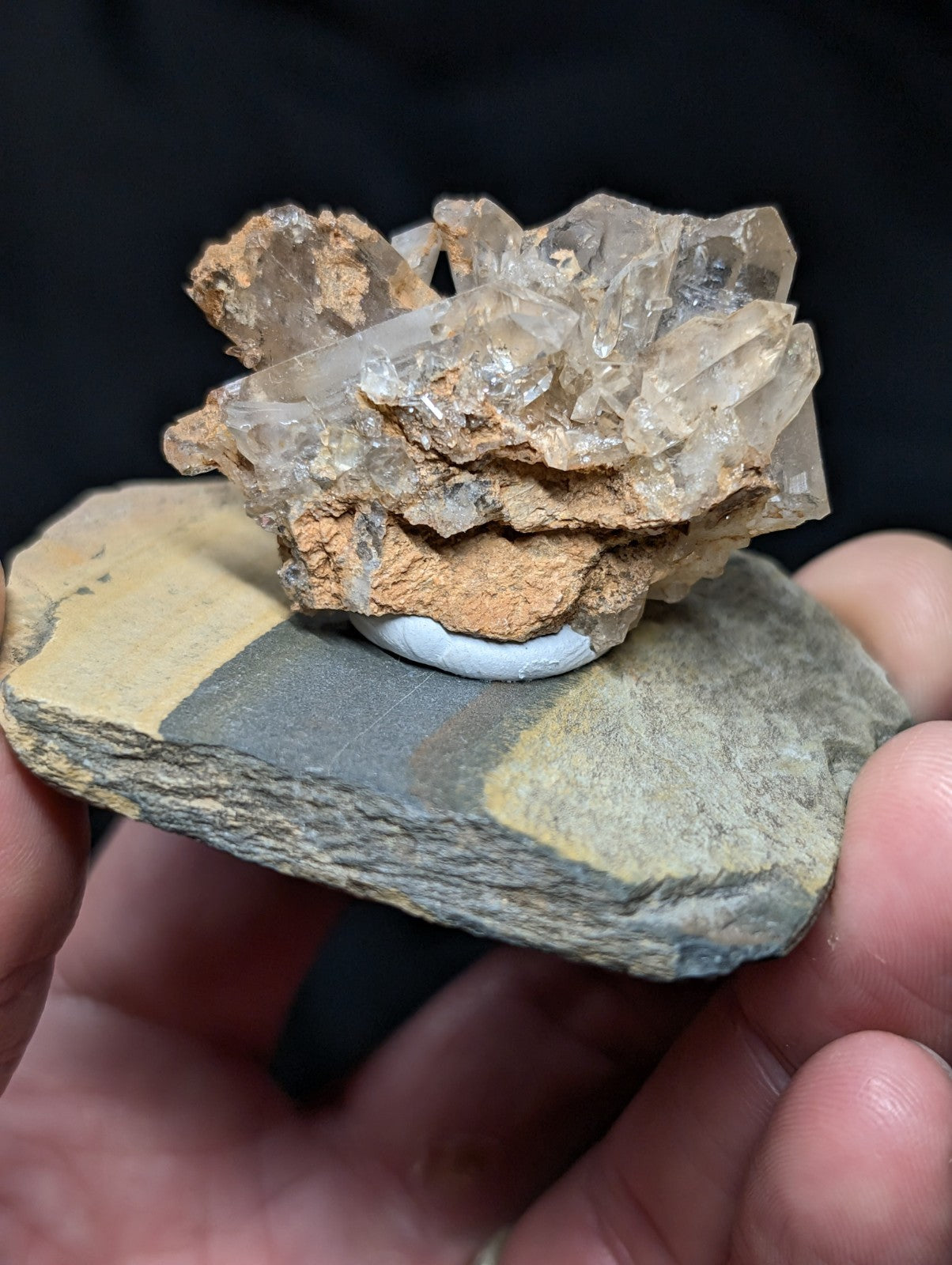Nacrite + Manganese Included Quartz, Montgomery Co. Arkansas, w/ Shale Display