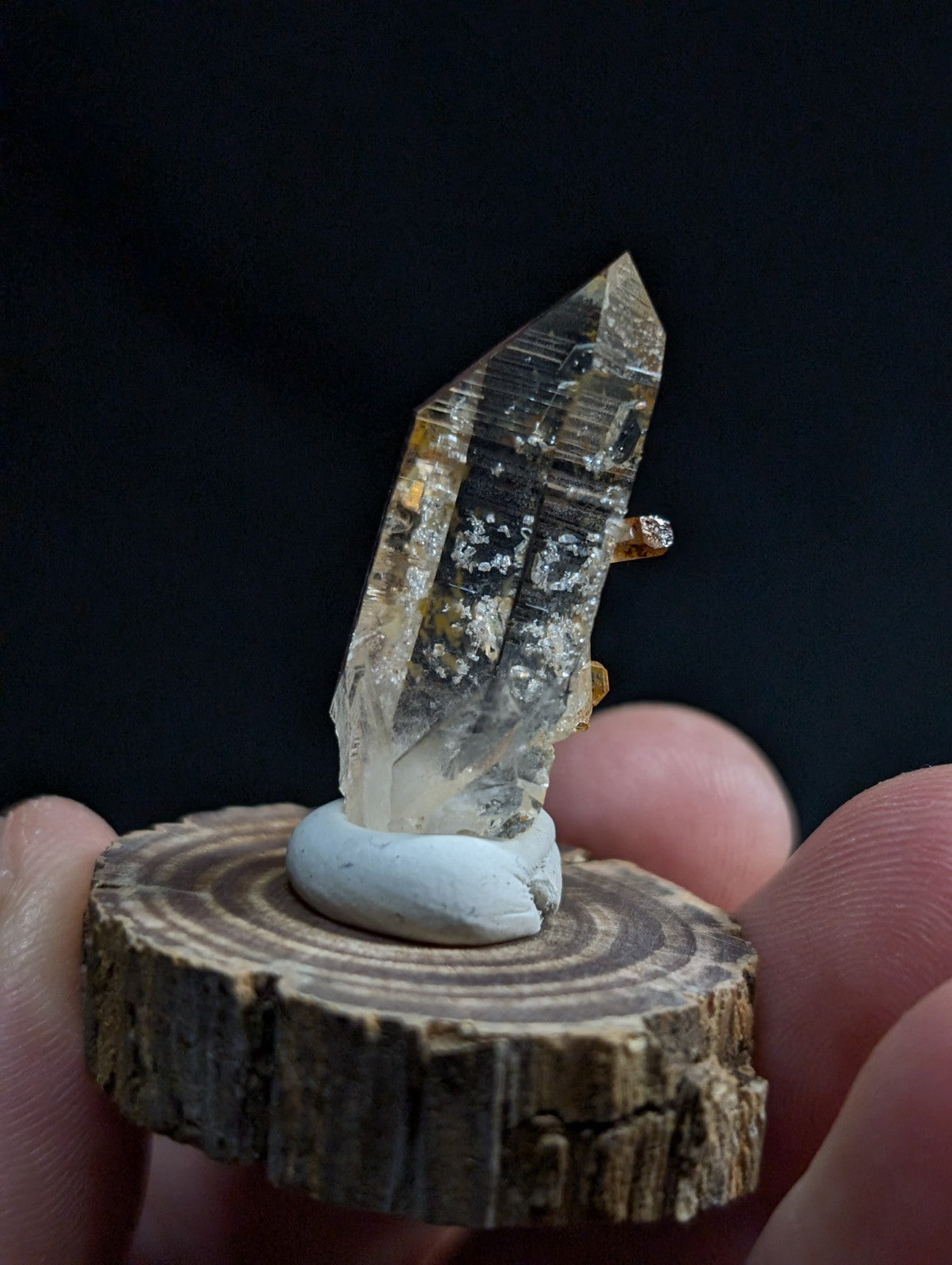Optical Quartz Crystal Point, Old Stock, Montgomery County, Arkansas, w/ base