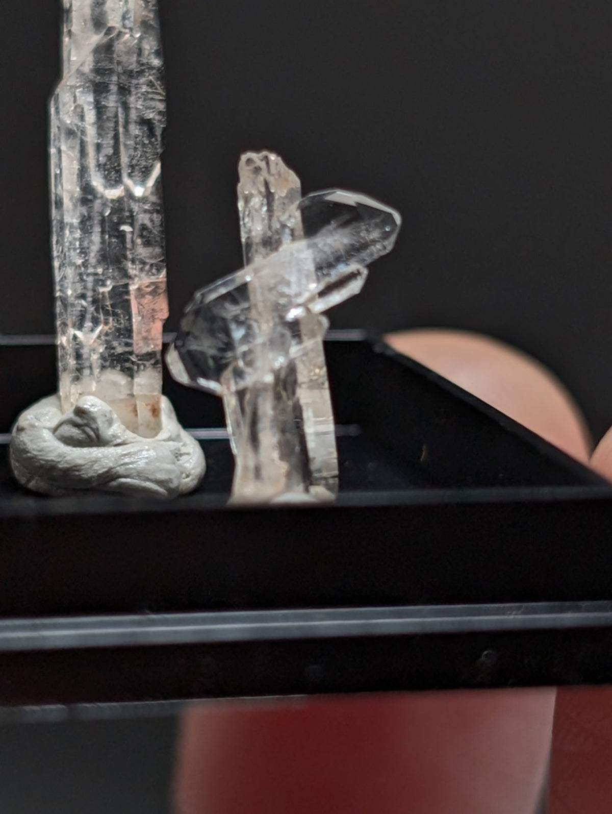 Set of 5 Faden Quartz Crystals, w/ photo case/mount, Montgomery County, Arkansas
