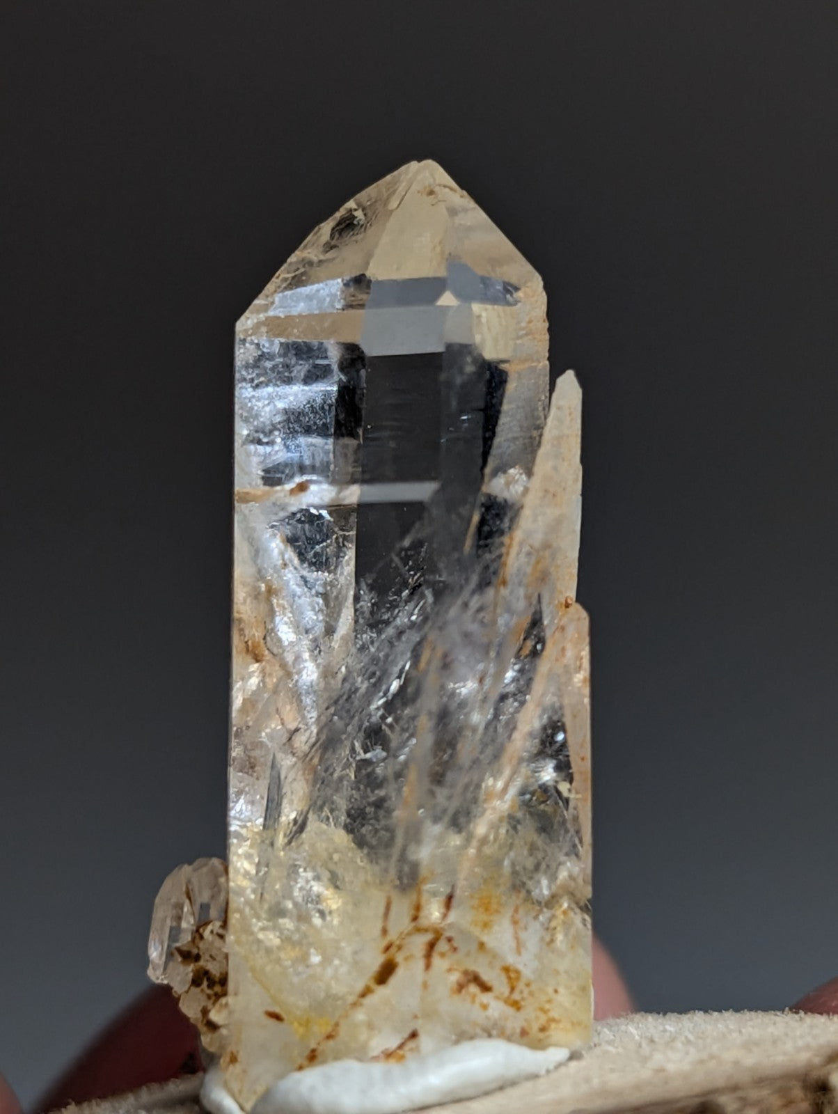 VERY Unique Quartz Point, Old Stock, Montgomery County, Arkansas, w/ wood base
