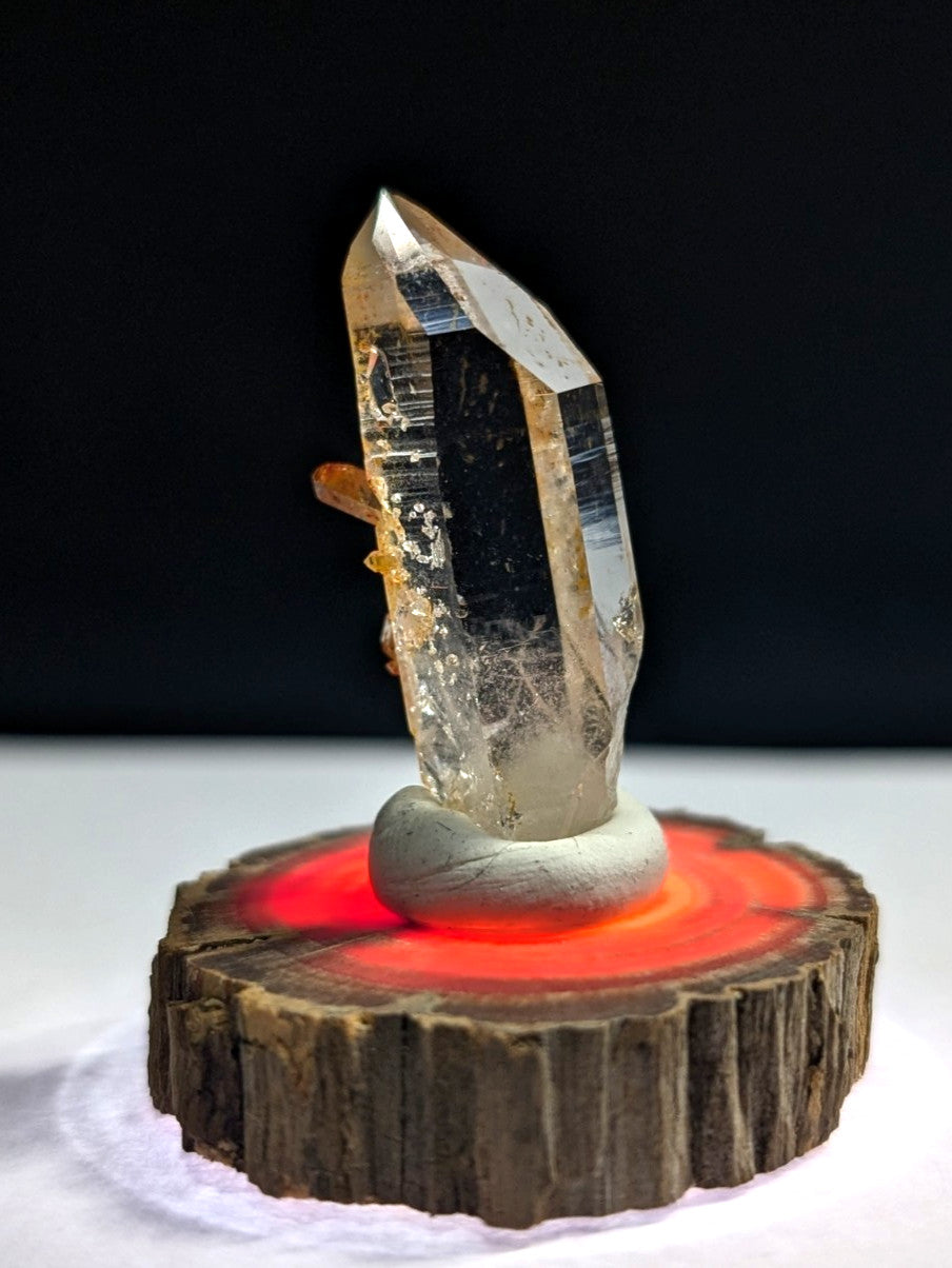 Optical Quartz Crystal Point, Old Stock, Montgomery County, Arkansas, w/ base