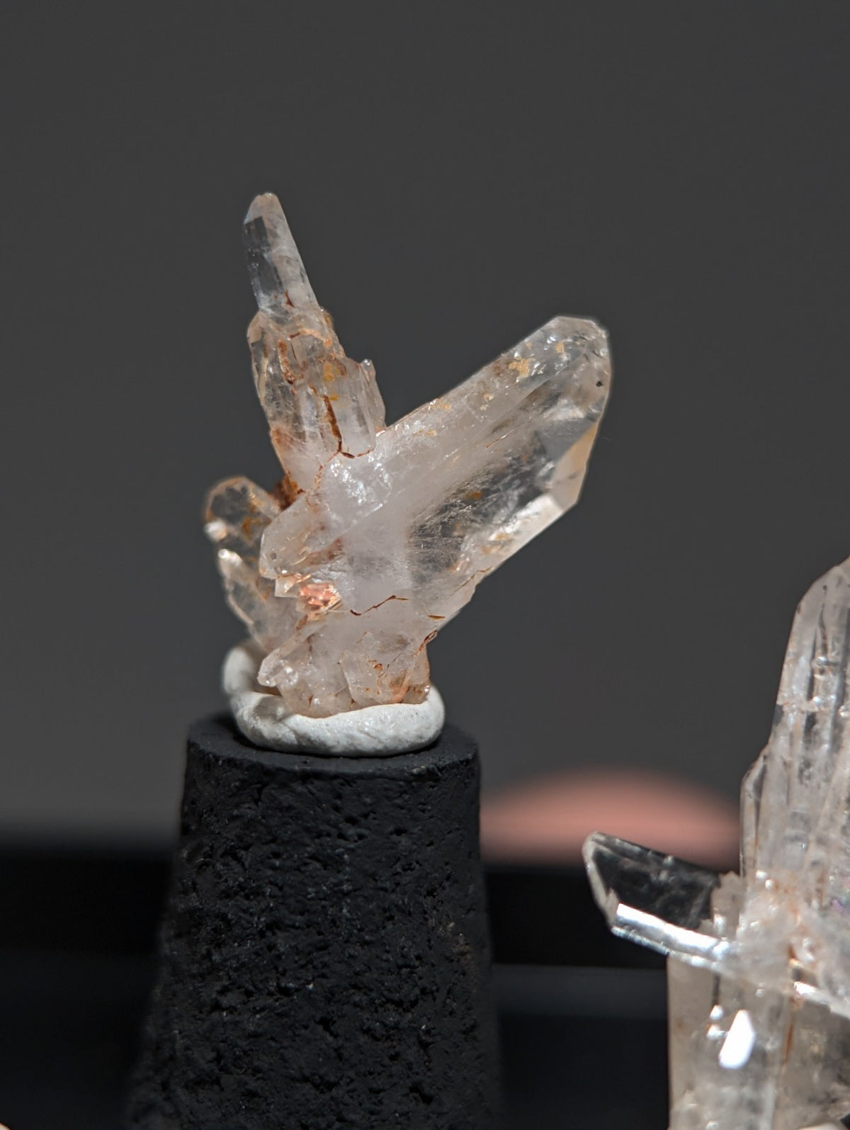 Set of 5 Faden Quartz Crystals, w/ photo case/mount, Montgomery County, Arkansas