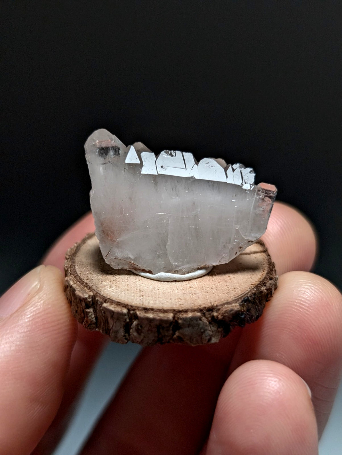 Parallel Growth Quartz Crystal, Montgomery County, Arkansas, w/natural wood base