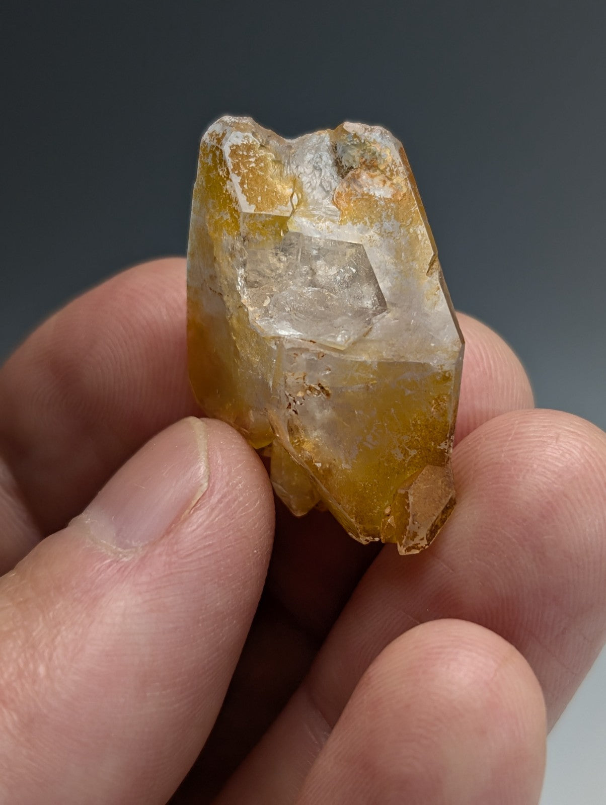Adularia on Quartz Crystal Point, Double Terminated, Garland County, Arkansas