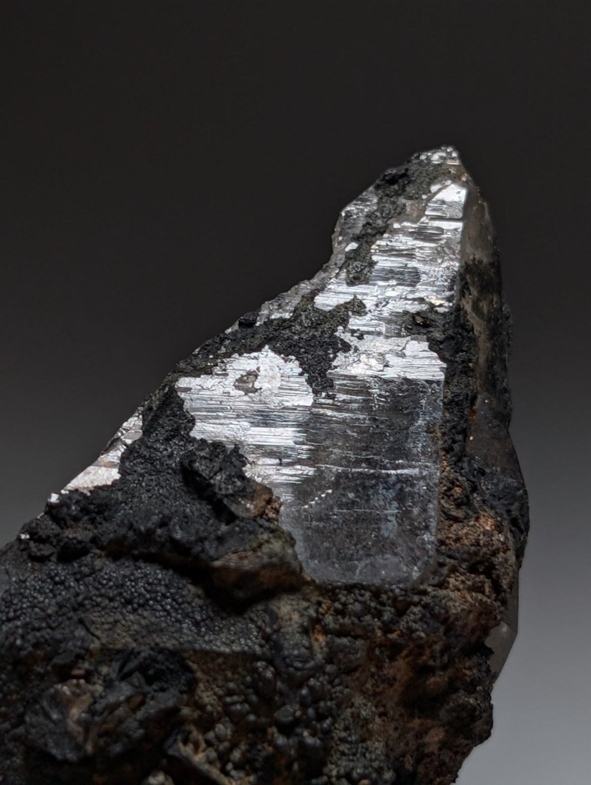Unique Quartz Crystal with Manganese + Goethite, Montgomery County, Arkansas