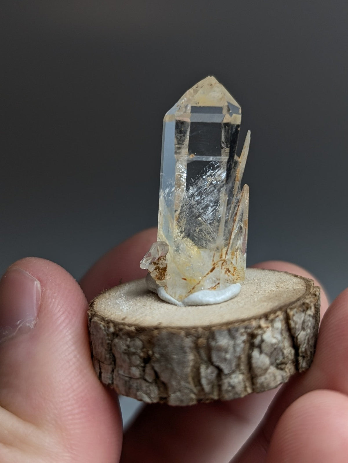 VERY Unique Quartz Point, Old Stock, Montgomery County, Arkansas, w/ wood base