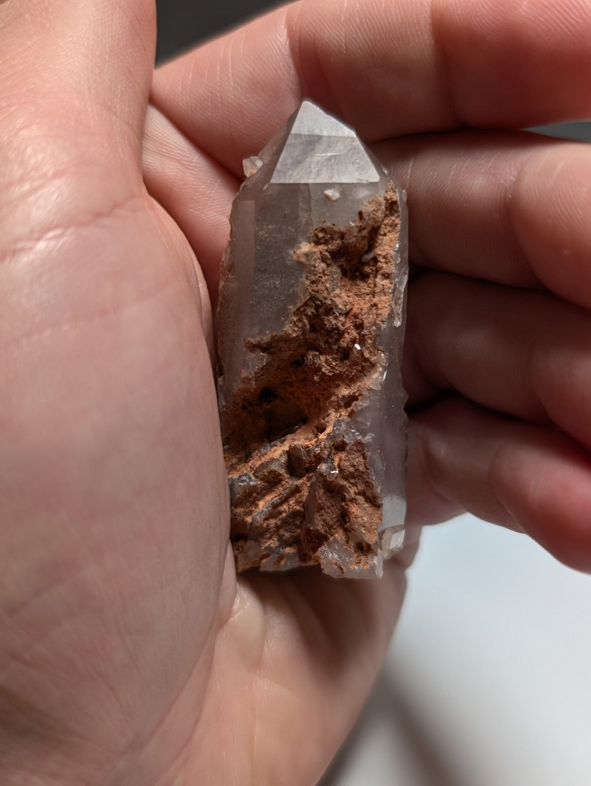 Smoky Growth Interference Quartz Crystal Point, Montgomery County, Arkansas