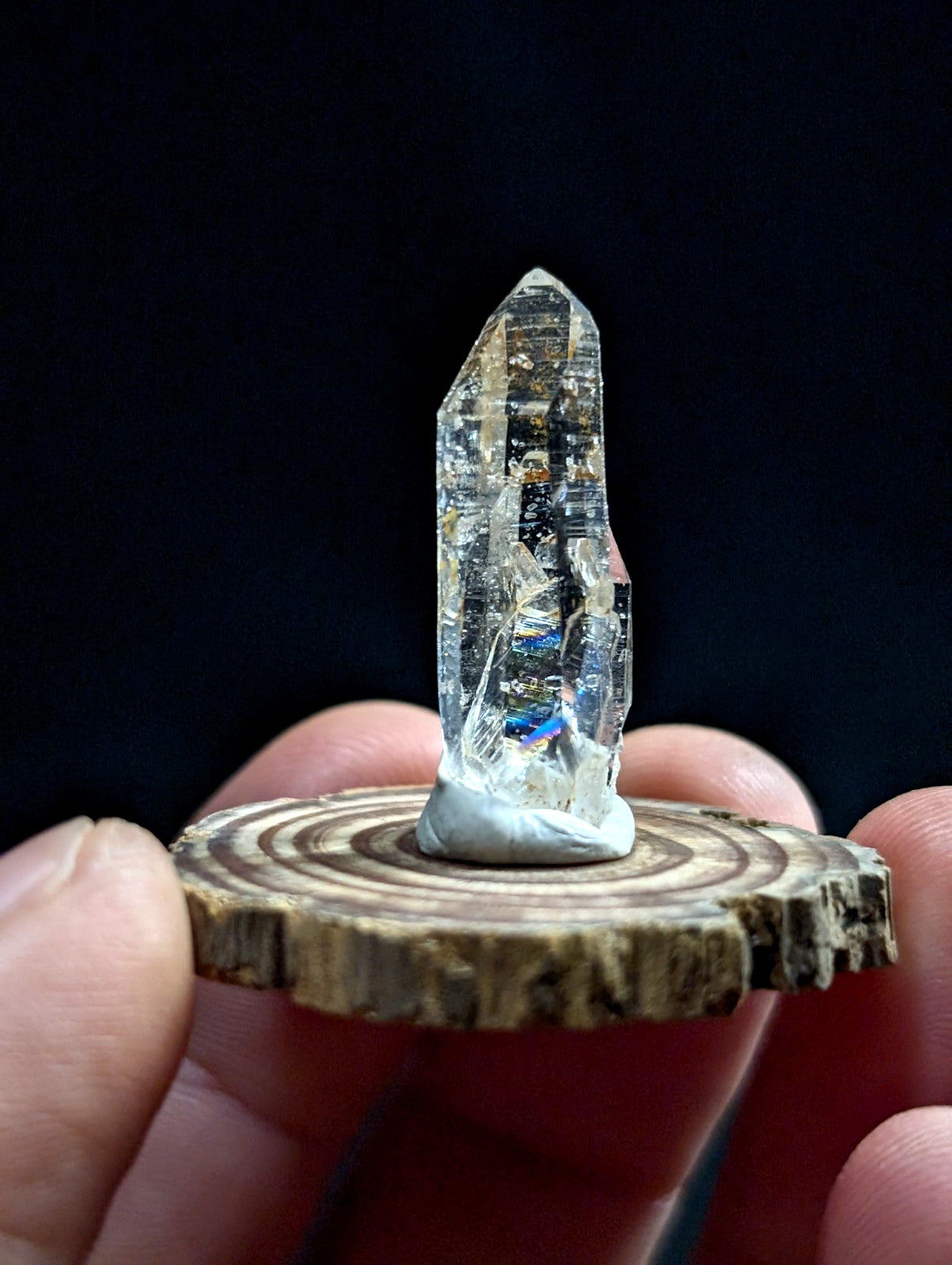 A+++ Optical Rainbow Quartz Crystal Point, Montgomery County, Arkansas, w/ base