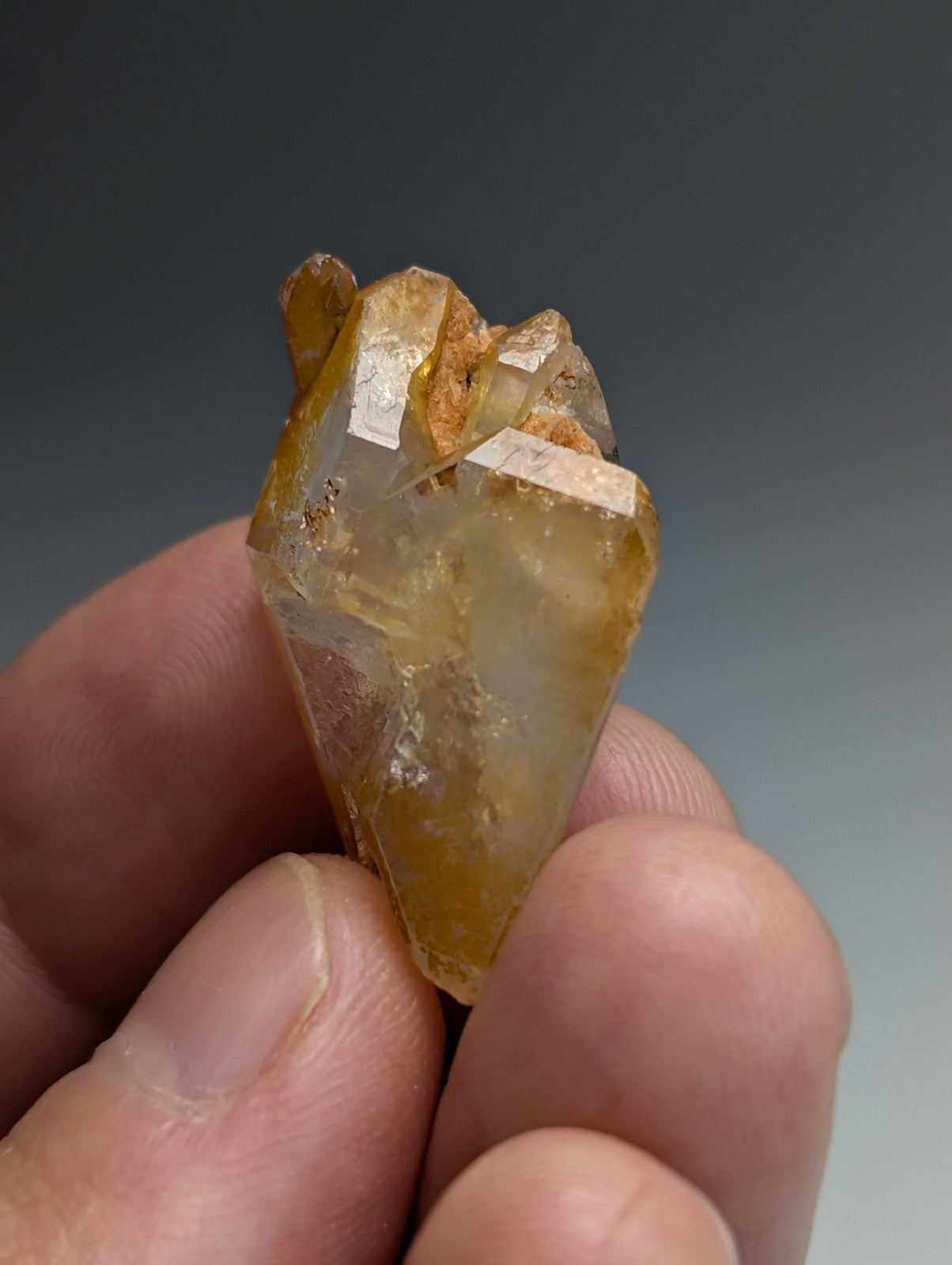 Adularia on Quartz Crystal Point, Double Terminated, Garland County, Arkansas