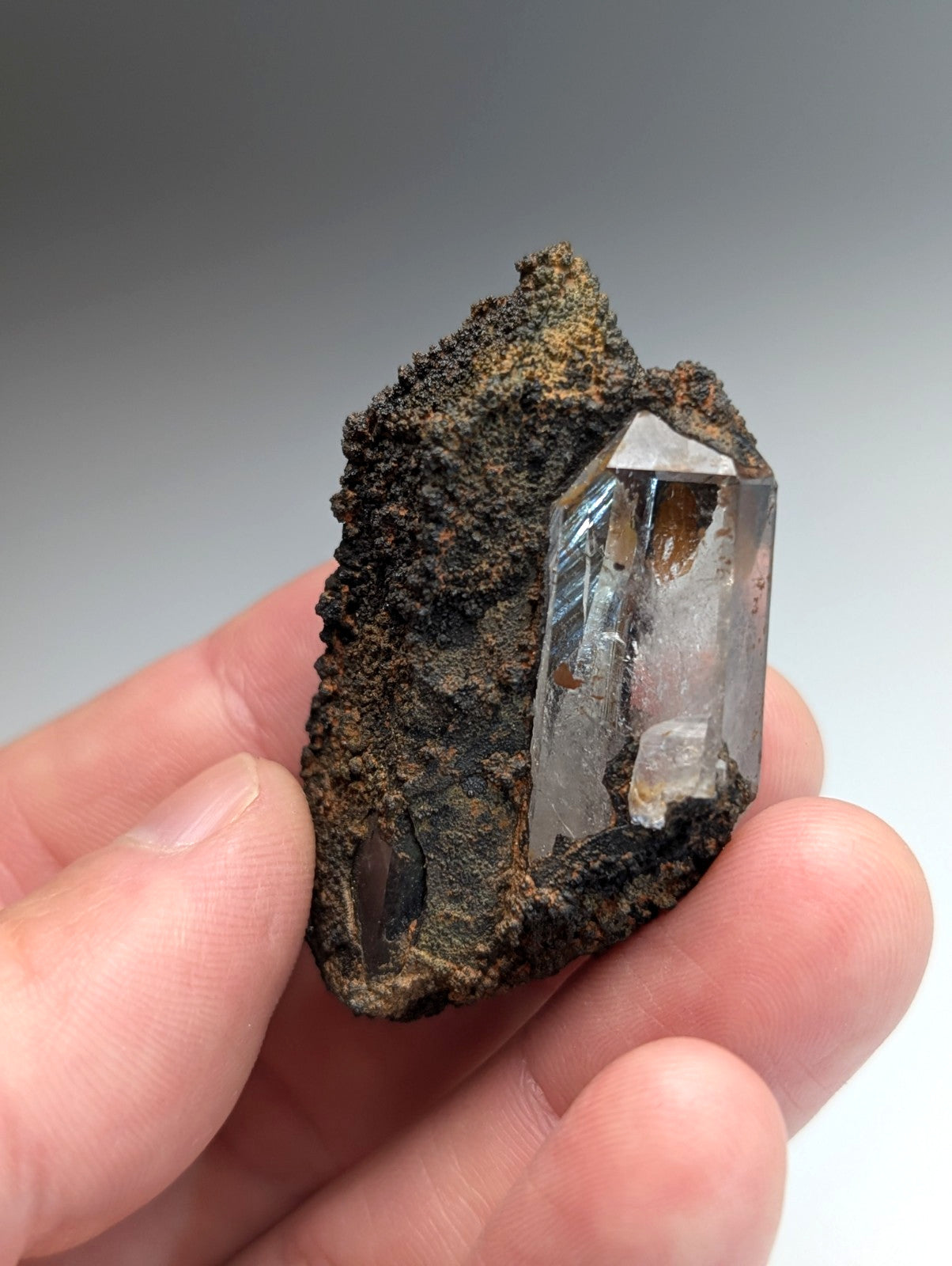 VERY Unique Goethite-capped Quartz Crystal, Montgomery County, Arkansas, USA