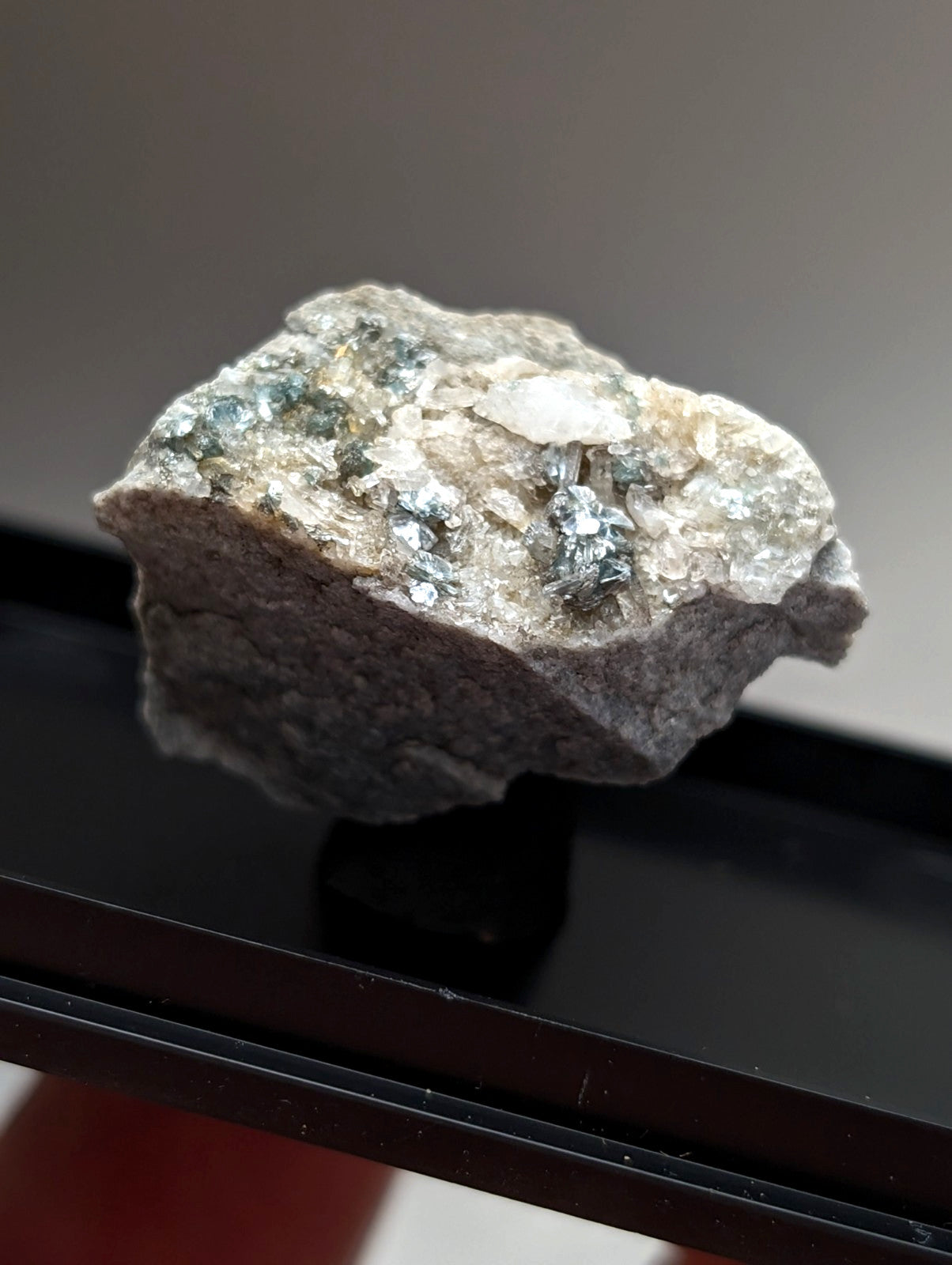 Blue-Green Cookeite on Quartz, Saline County, Arkansas, Old Stock, UV Reactive