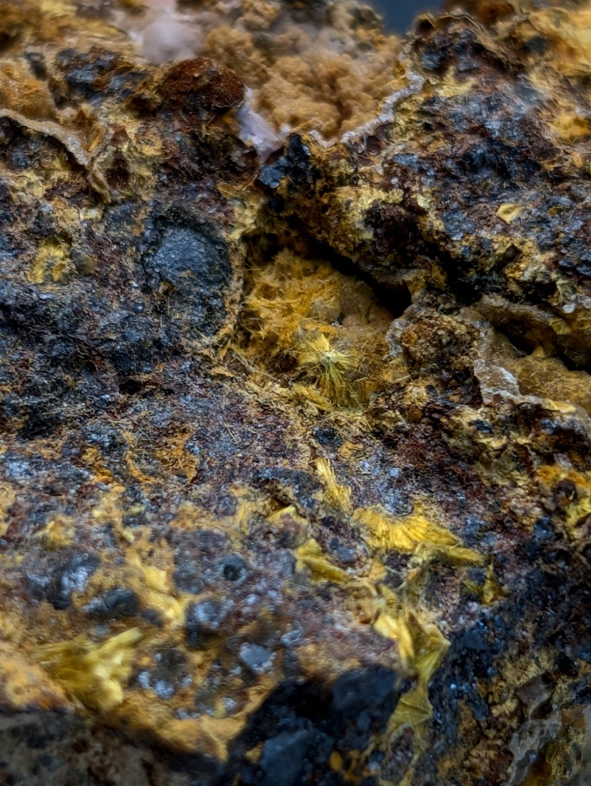 Super Rare Strengite + Cacoxenite, etc, Coon Creek Mine, Polk Co, Arkansas, USA